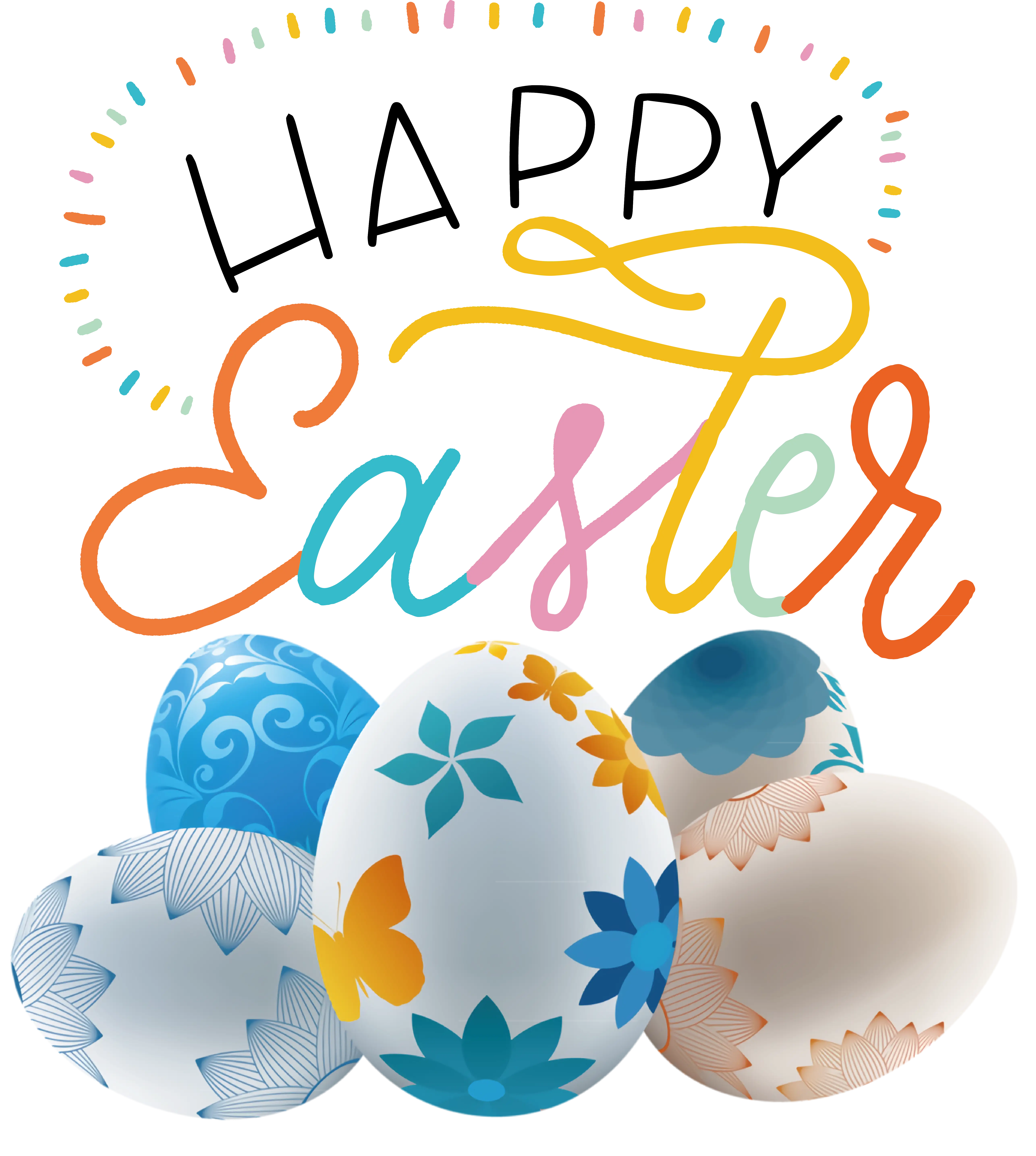 Colorful Easter Eggs with Floral Patterns