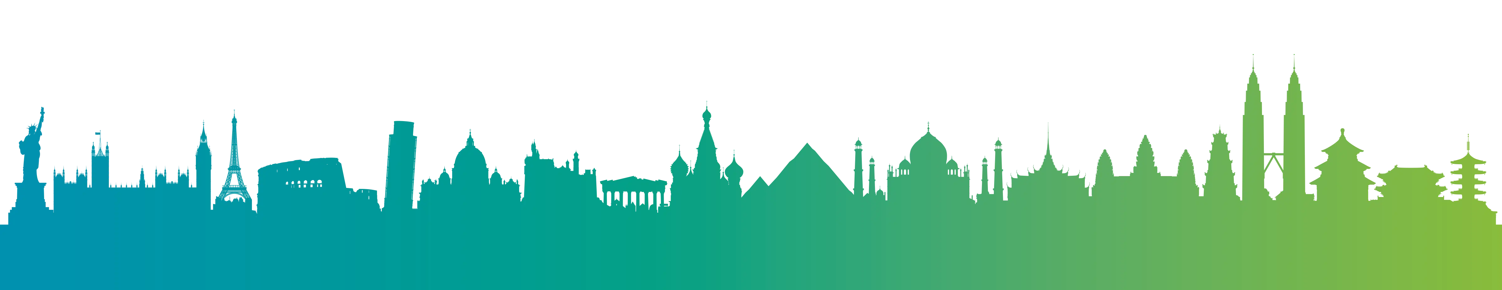 Colorful City Skyline Silhouette