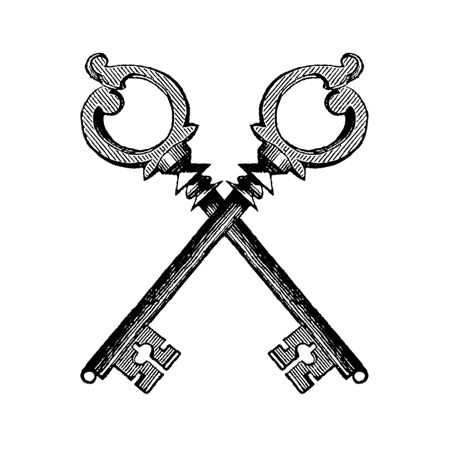 Vintage Crossed Keys Illustration