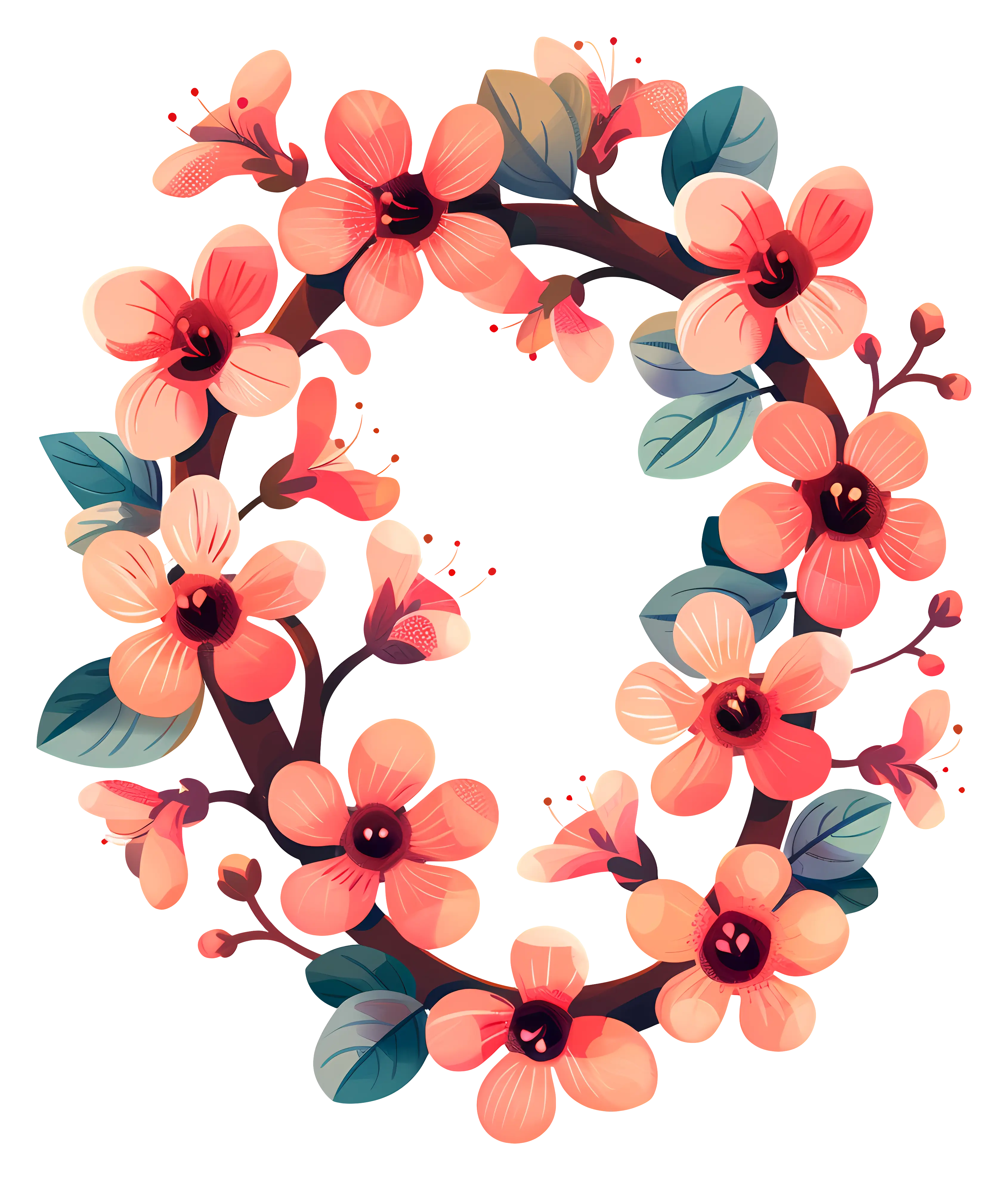 Floral Number Zero with Blossoms