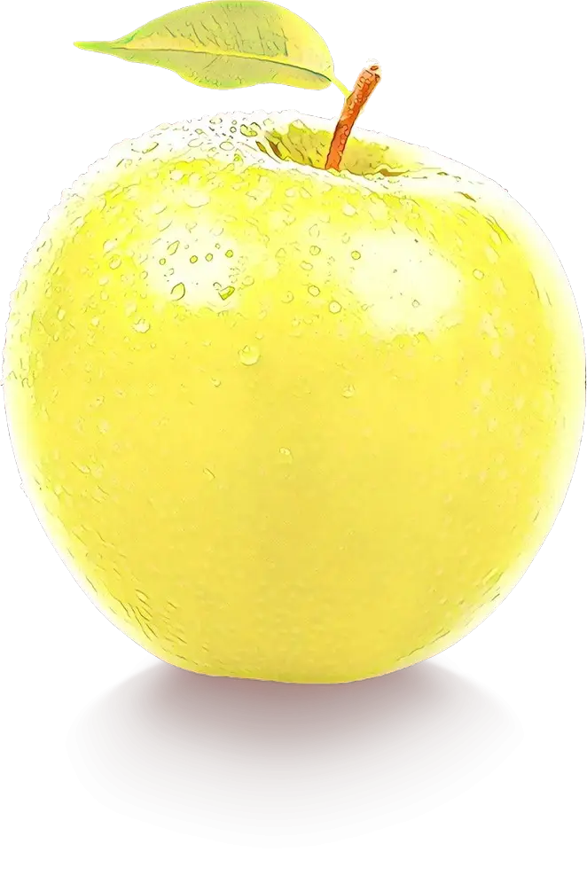 Fresh Yellow Apple with Dew Drops