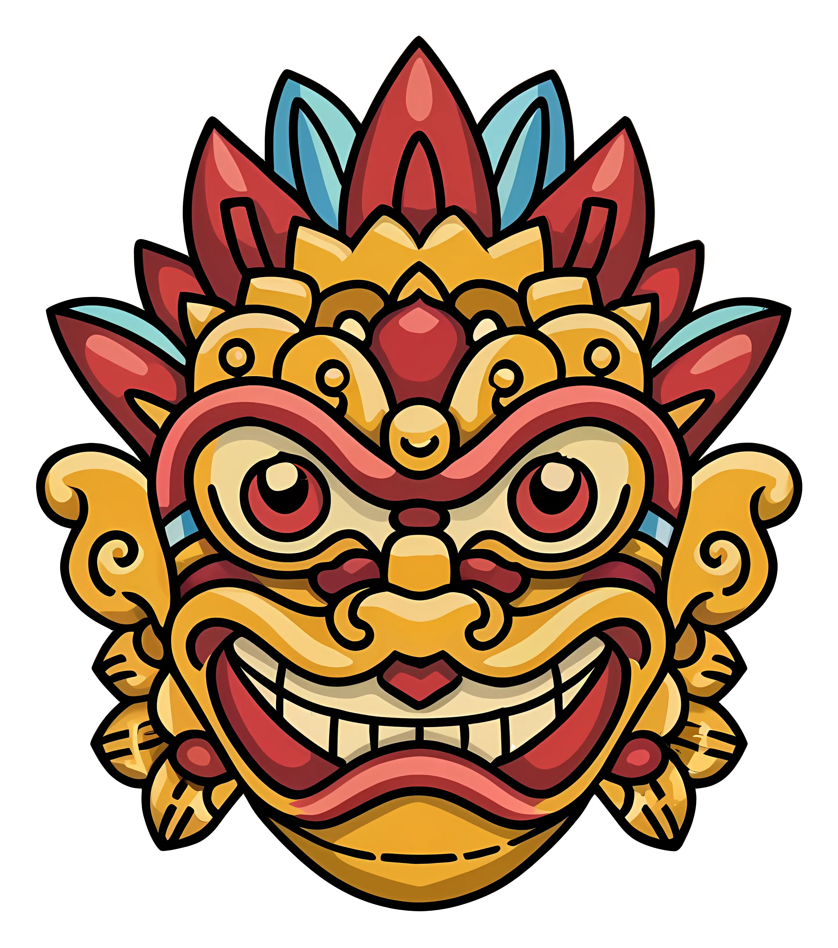 Balinese Mask Illustration in Artistic Style