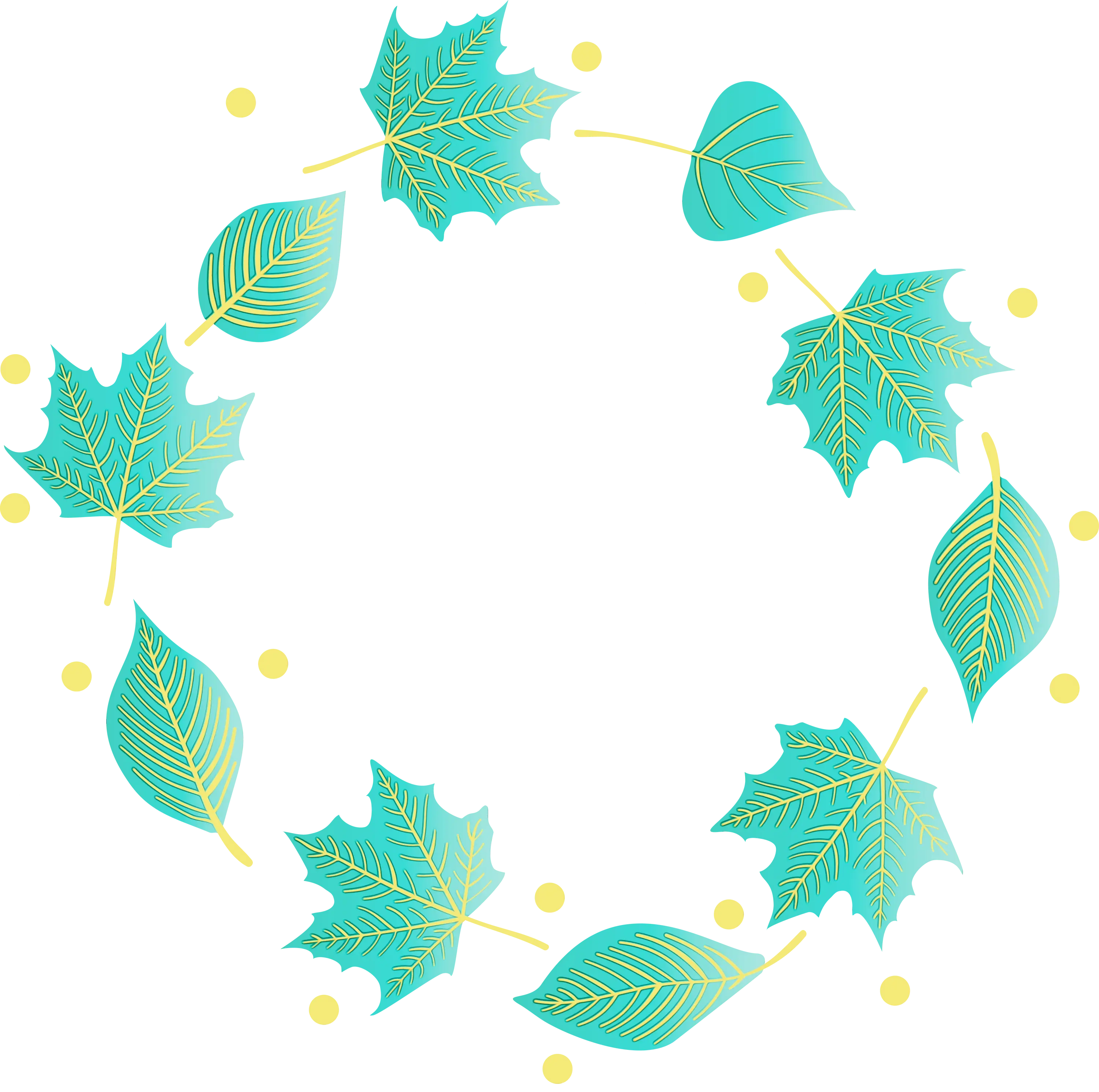 Circular Frame with Botanical Leaves