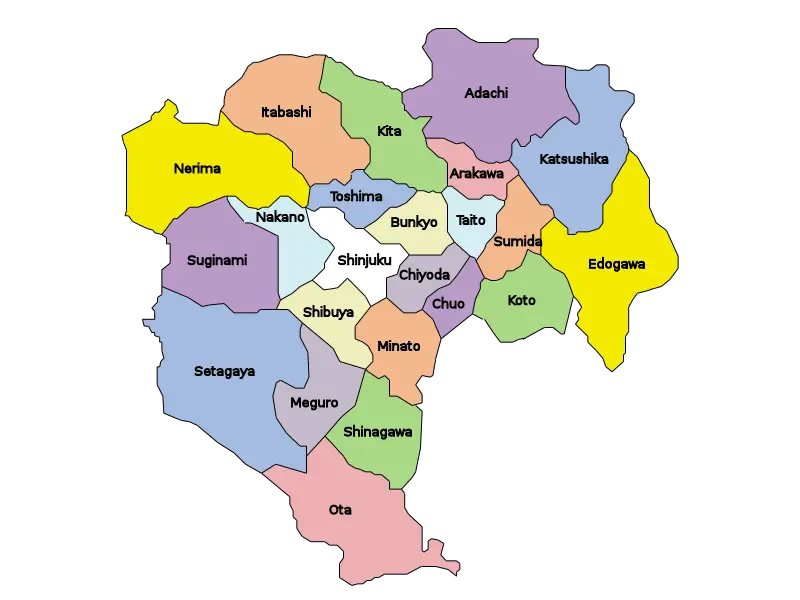 Map of Tokyo Wards