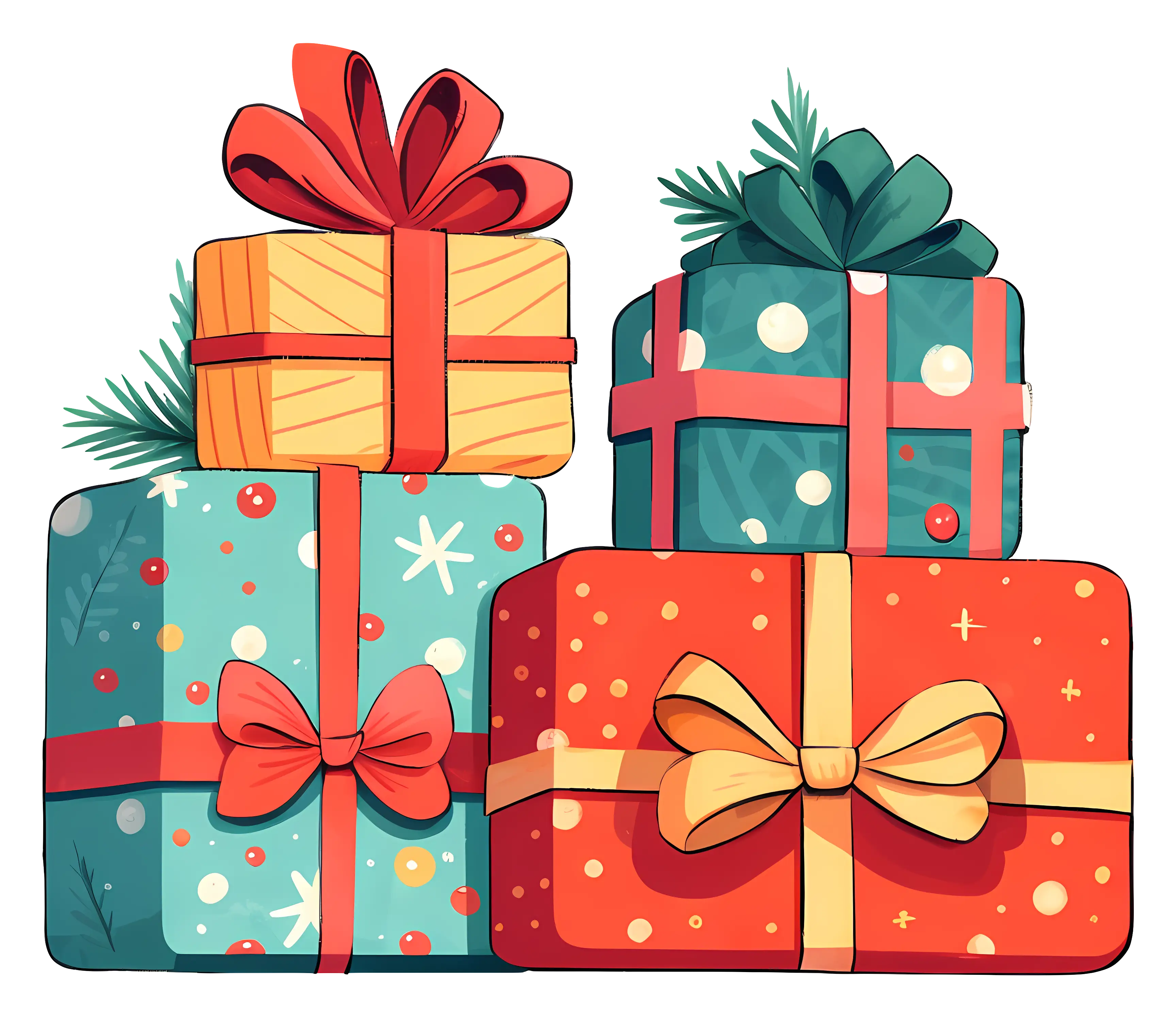 Stacked Christmas Gift Boxes with Festive Bows