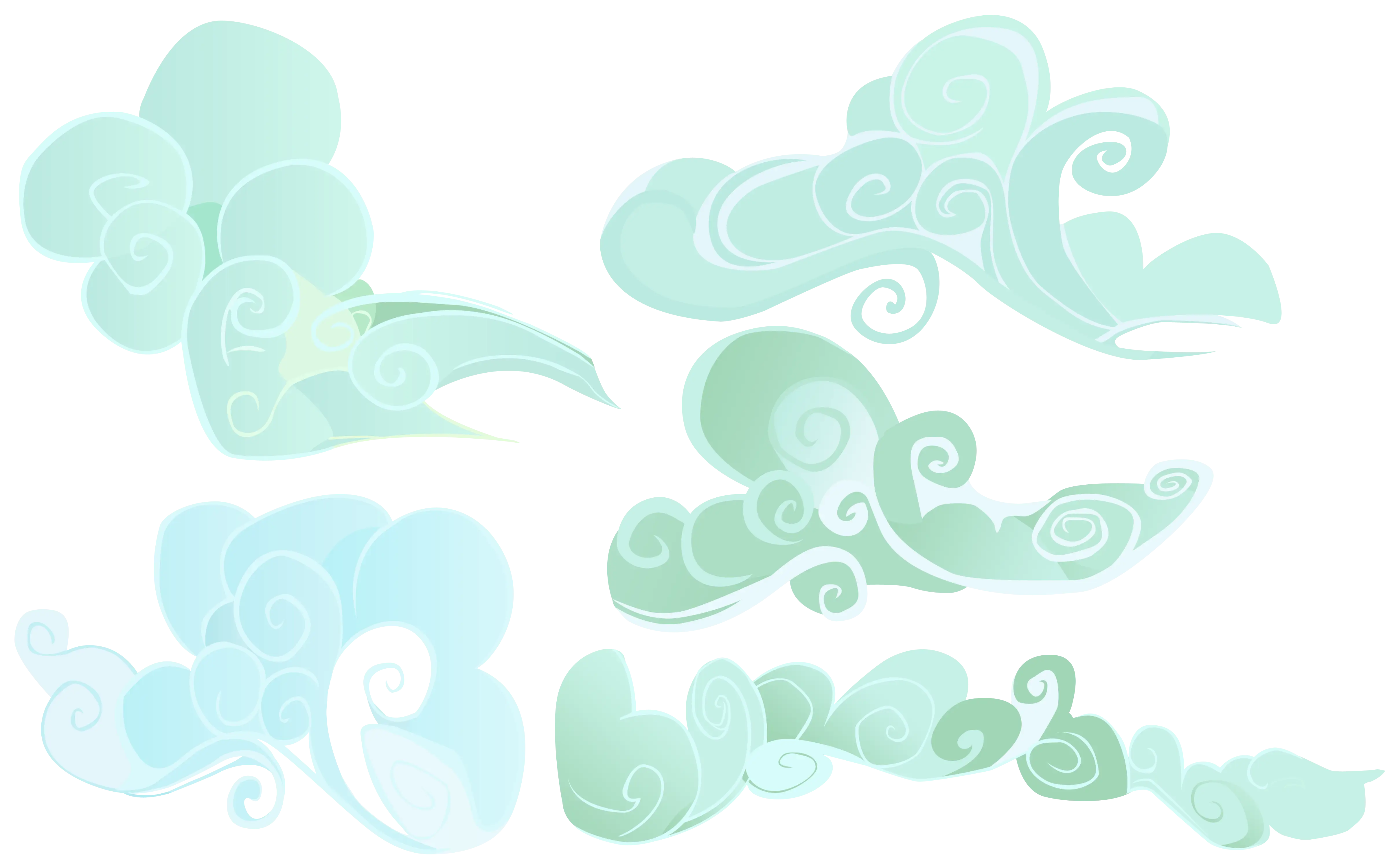 Turquoise Decorative Cloud Illustrations