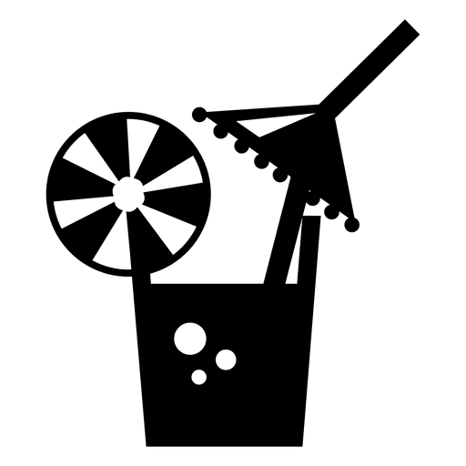 Black Silhouette of a Drink with Umbrella