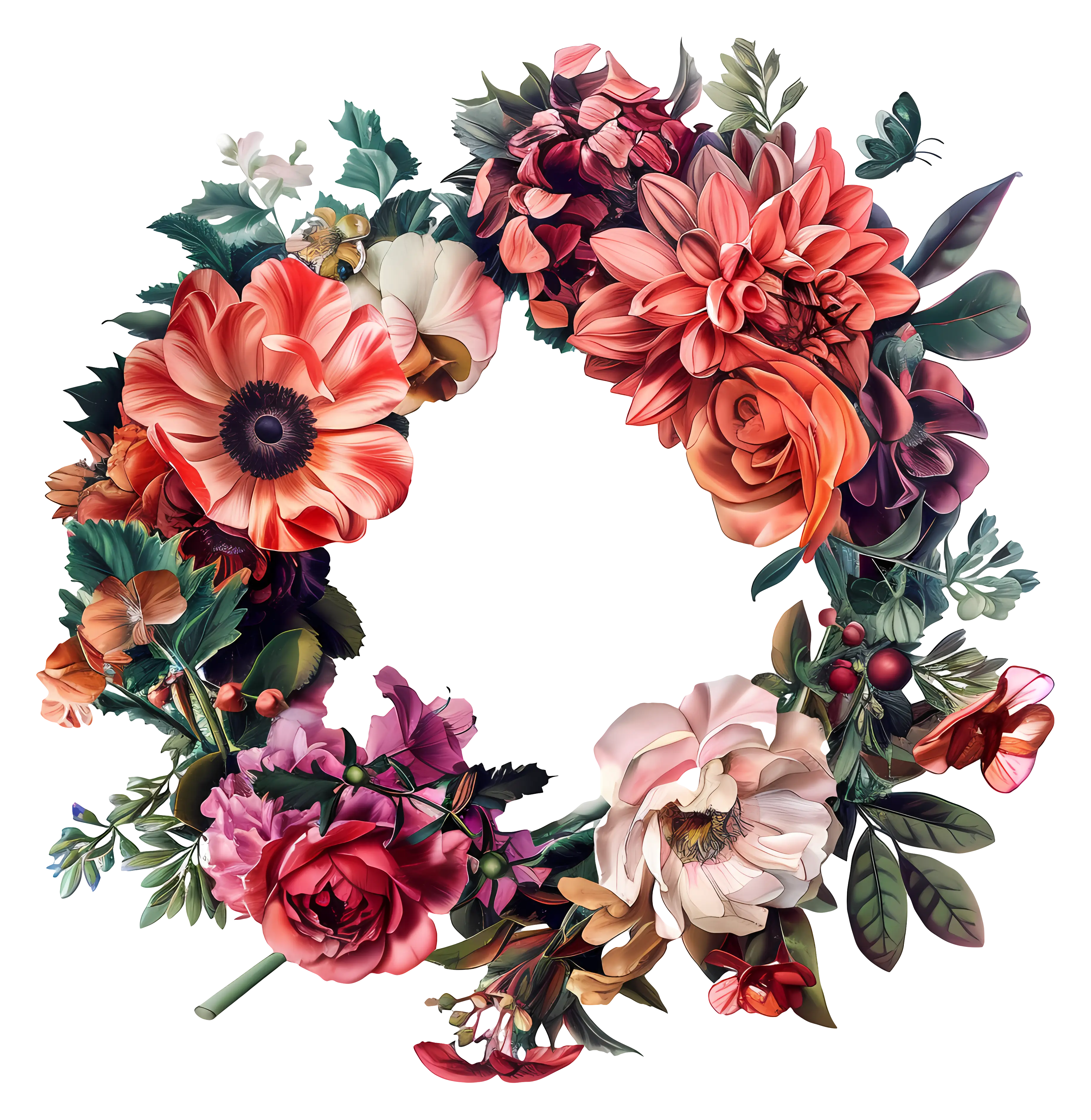 Vibrant Autumn Floral Wreath Design