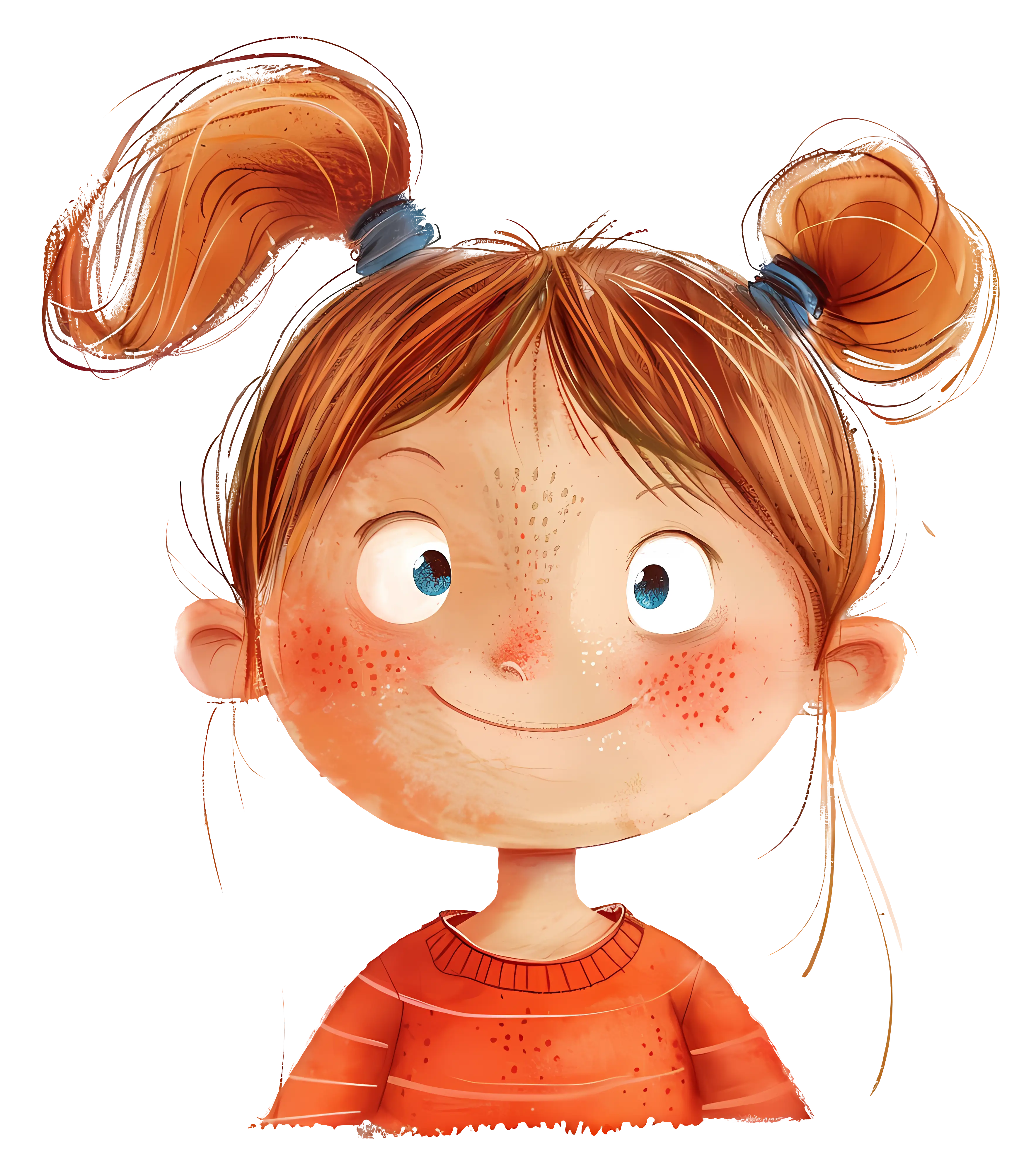 Smiling Girl with Pigtails