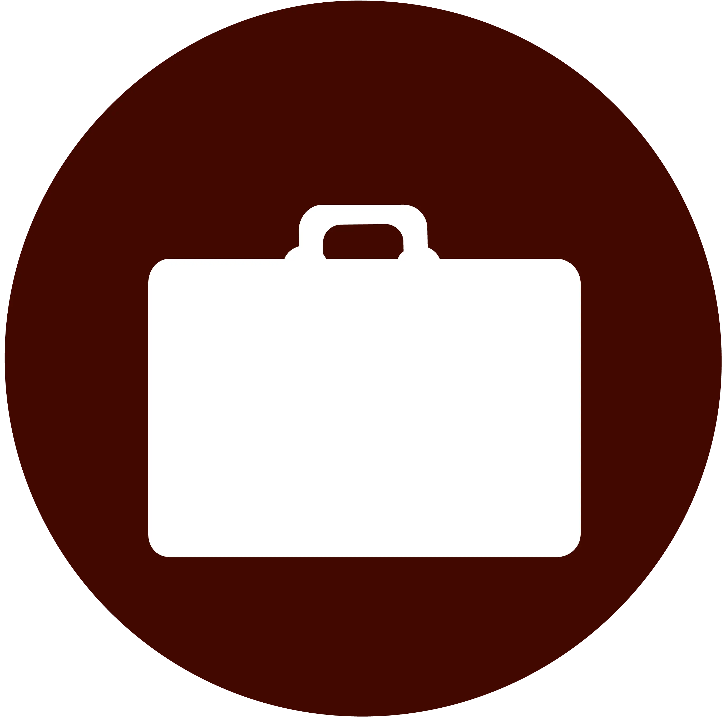 White Briefcase Icon in Dark Circle