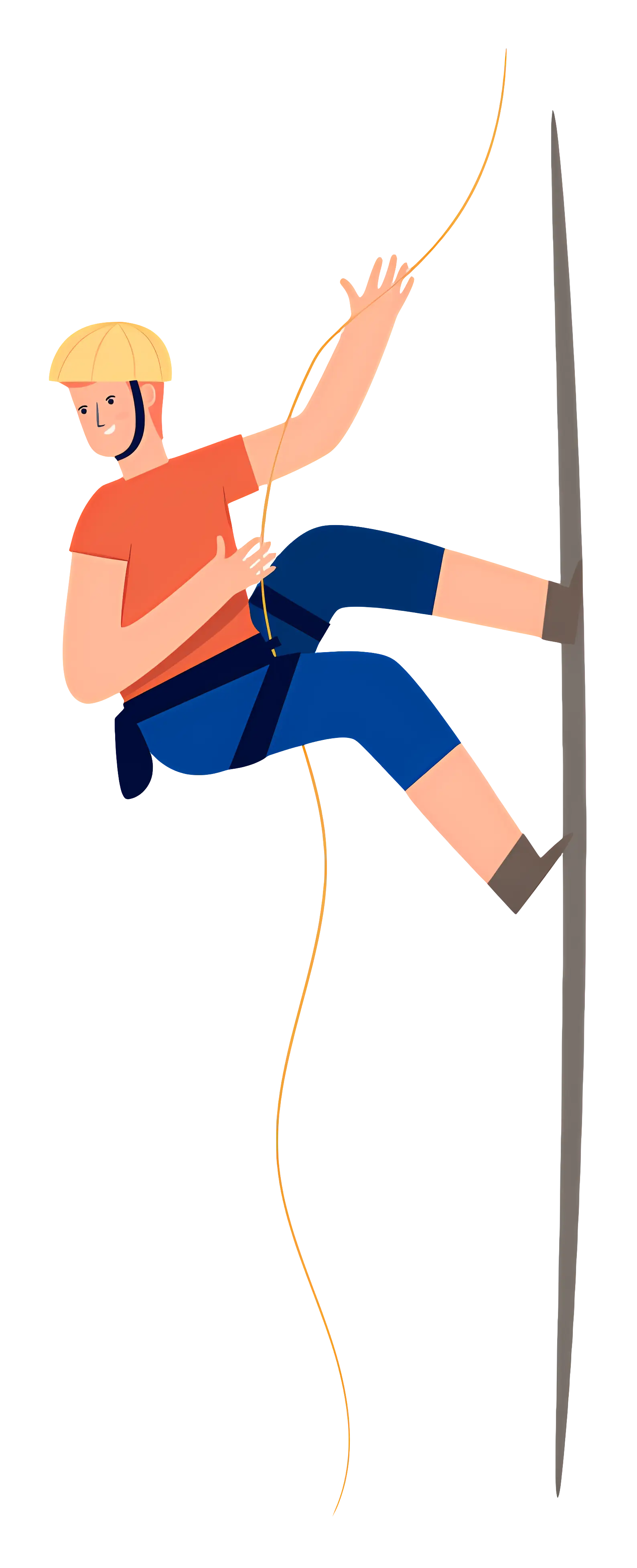 Person Climbing with Rope and Helmet