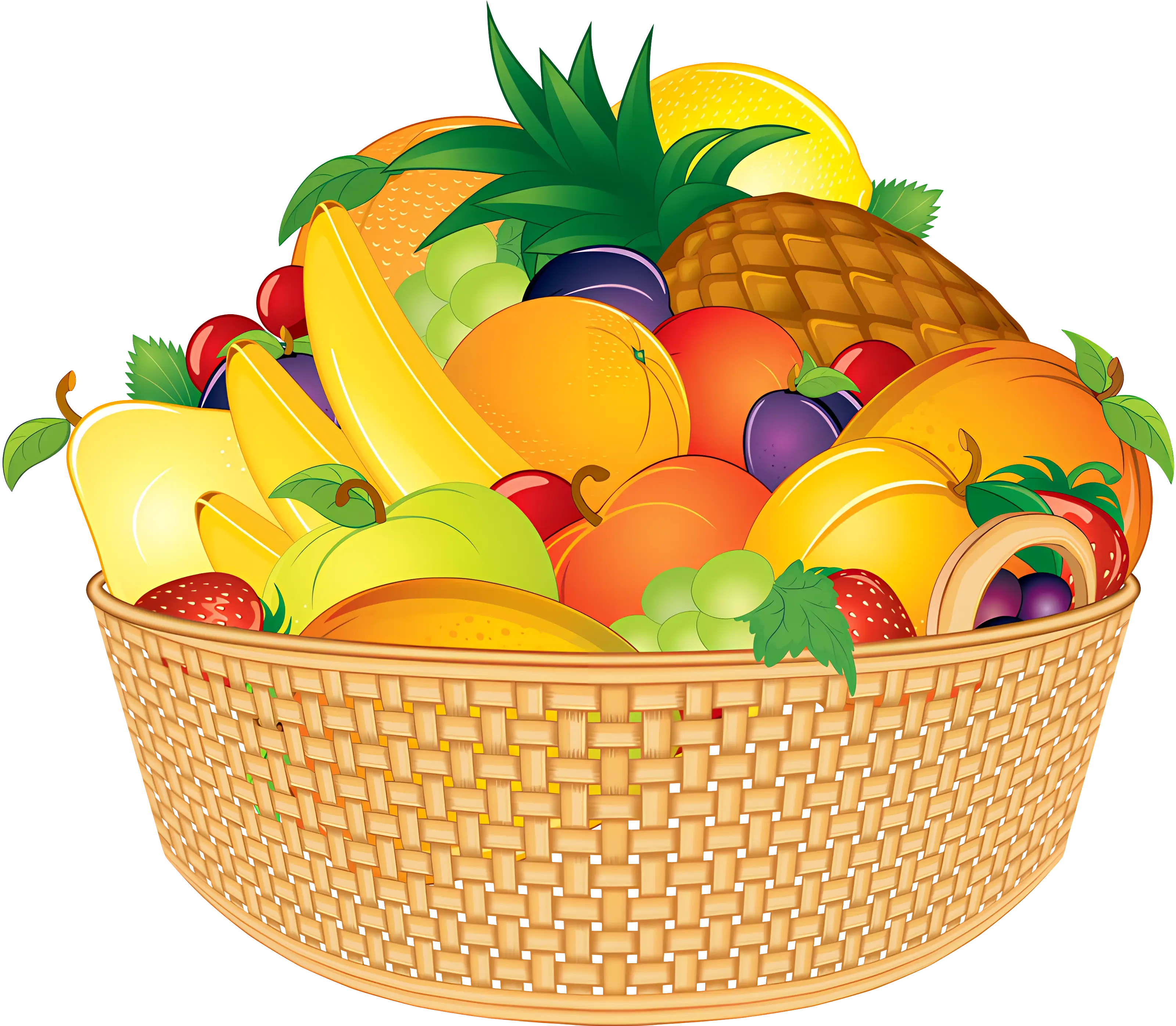 Colorful Fruit Basket with Tropical Fruits