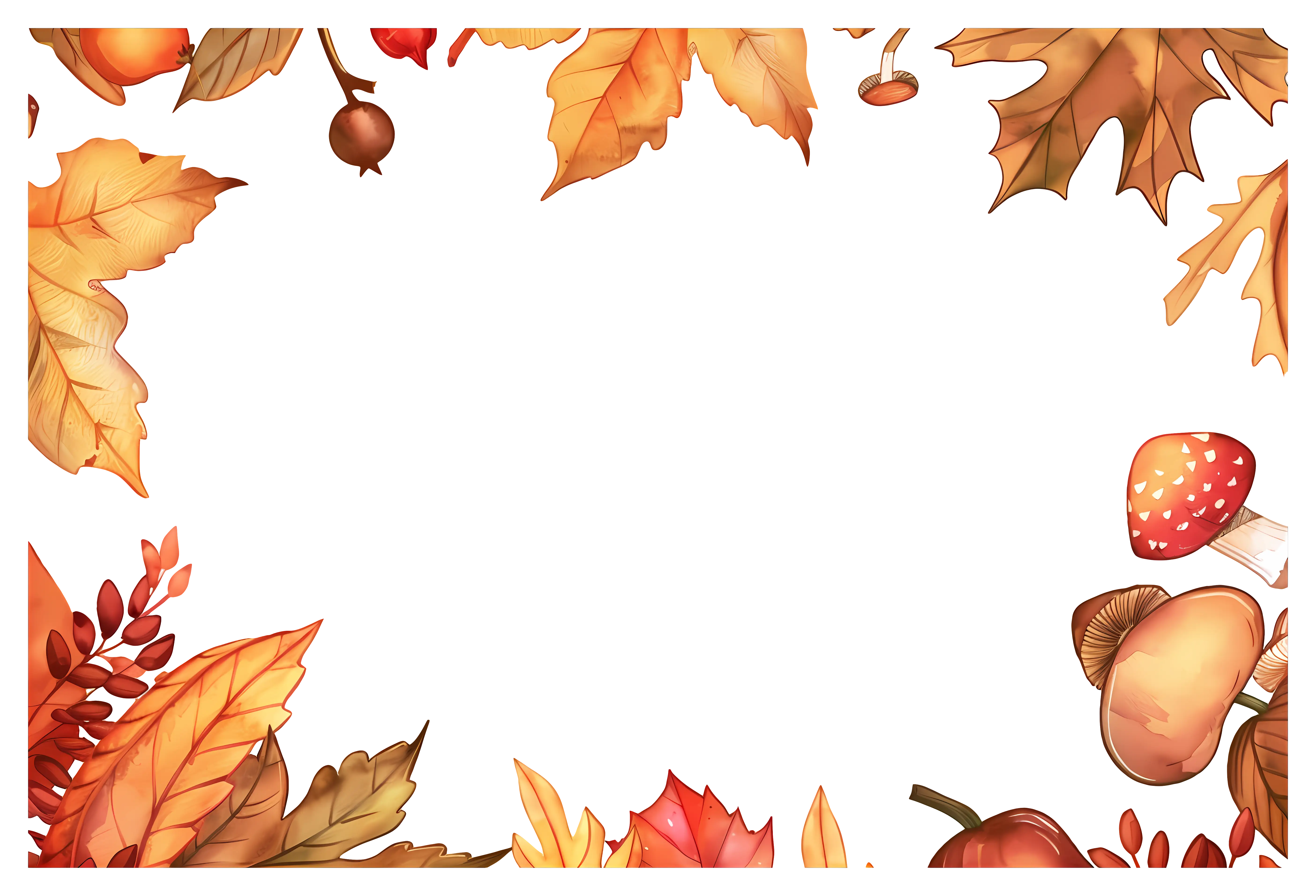 Autumn Leaves and Mushroom Frame Design