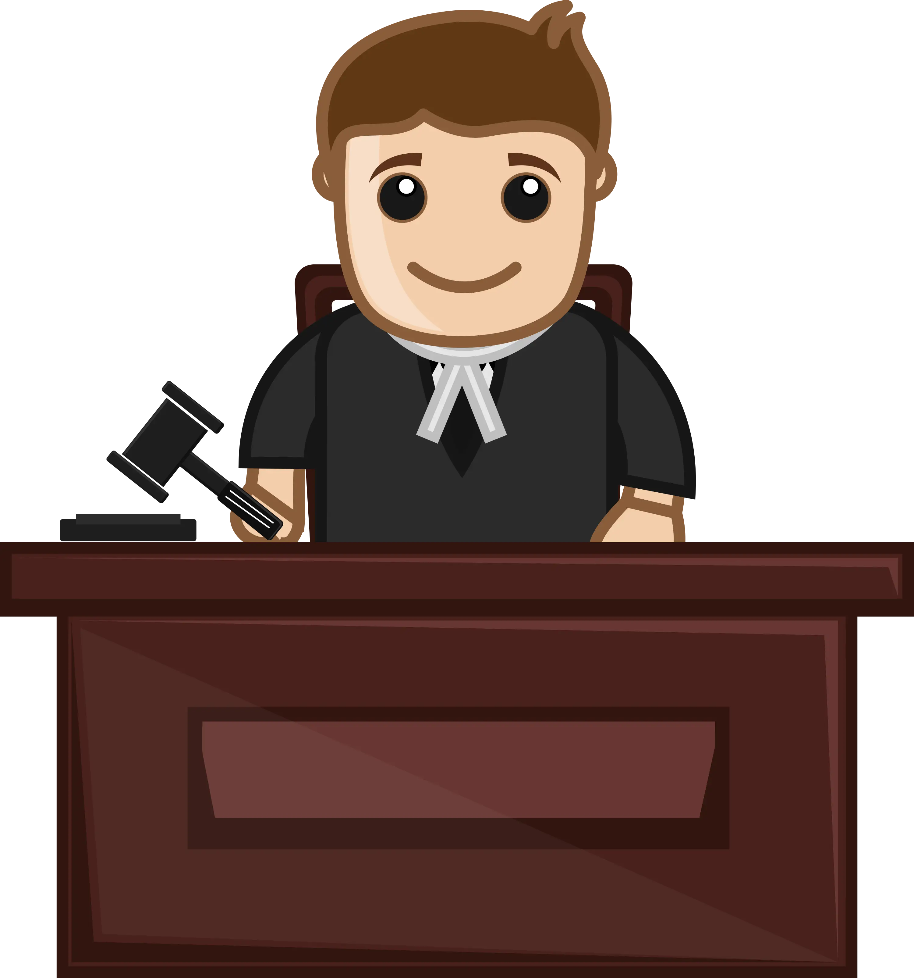 Cartoon Judge with Gavel Illustration