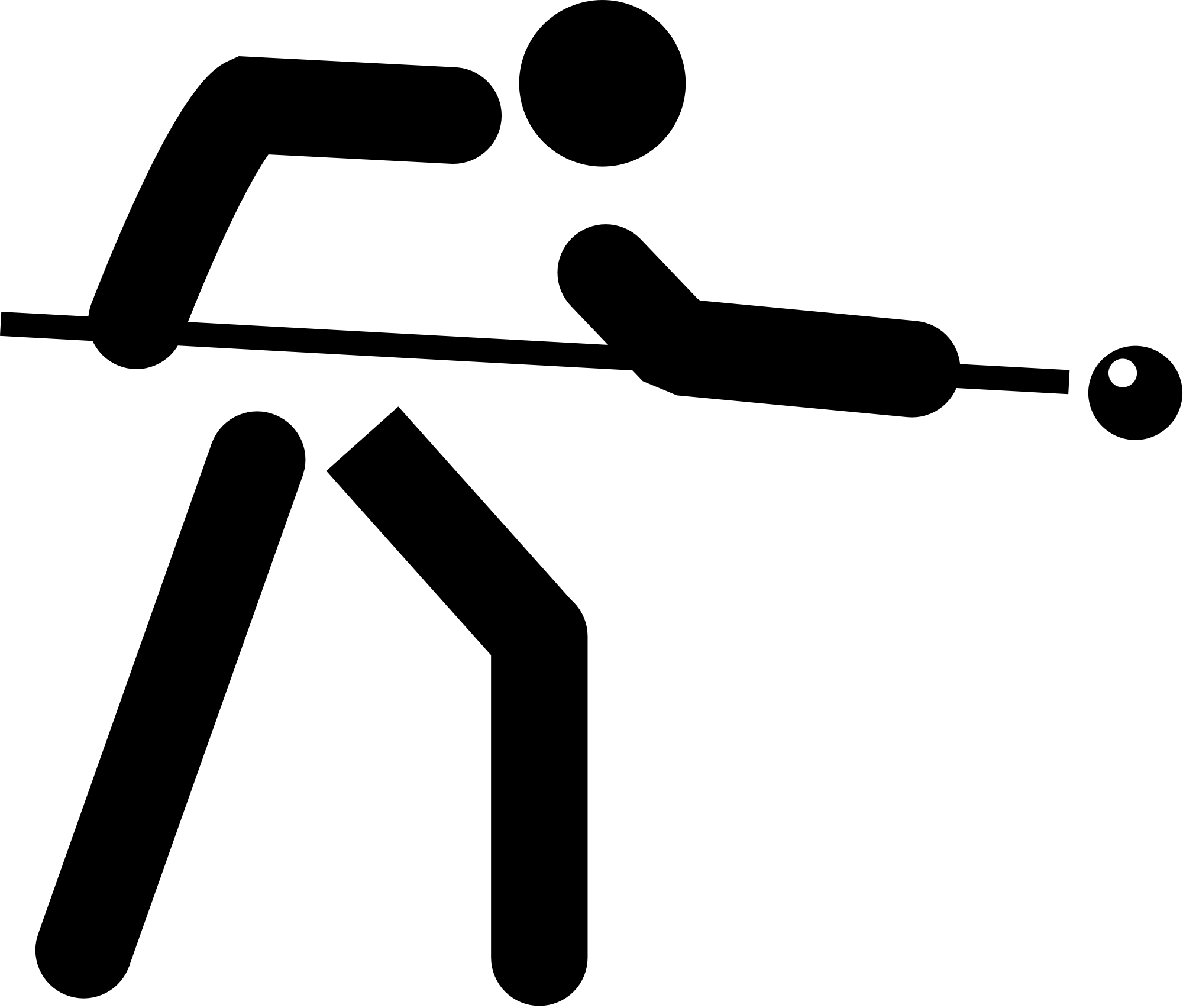 Billiards Stick Figure Playing with Cue
