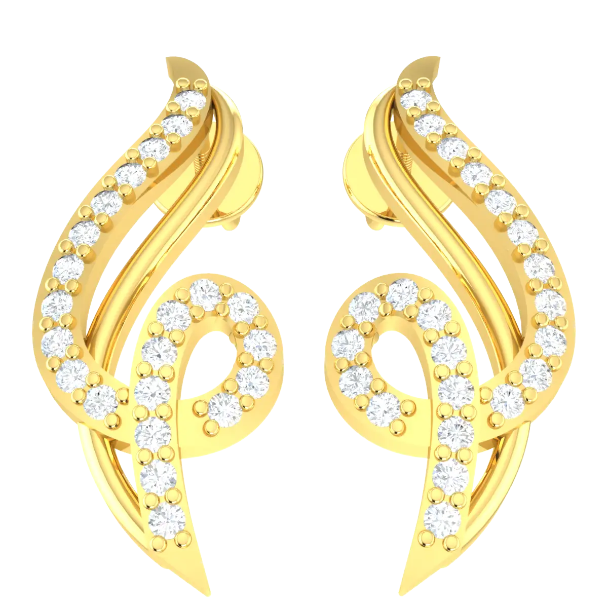 Beautiful Golden Earrings with Embedded Gems