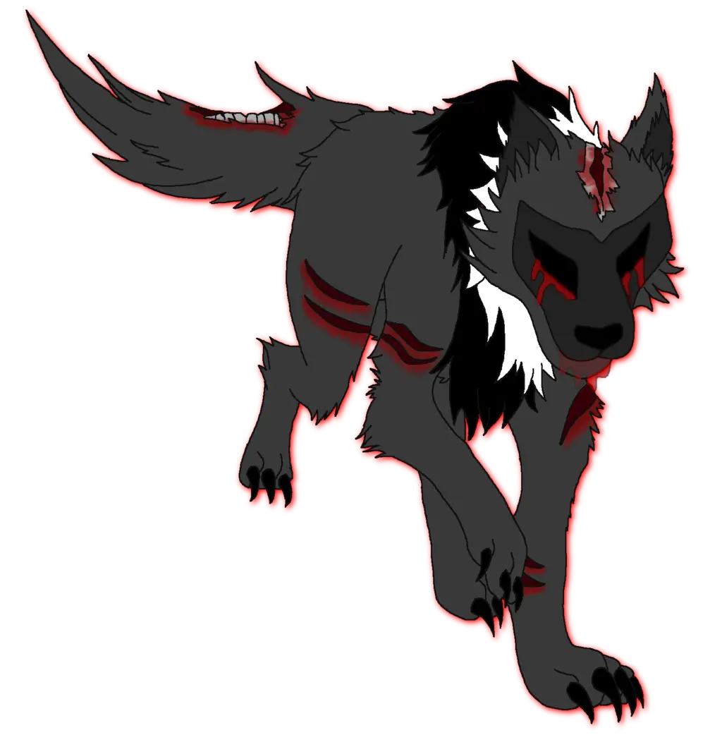 Black and Red Wolf Running Illustration