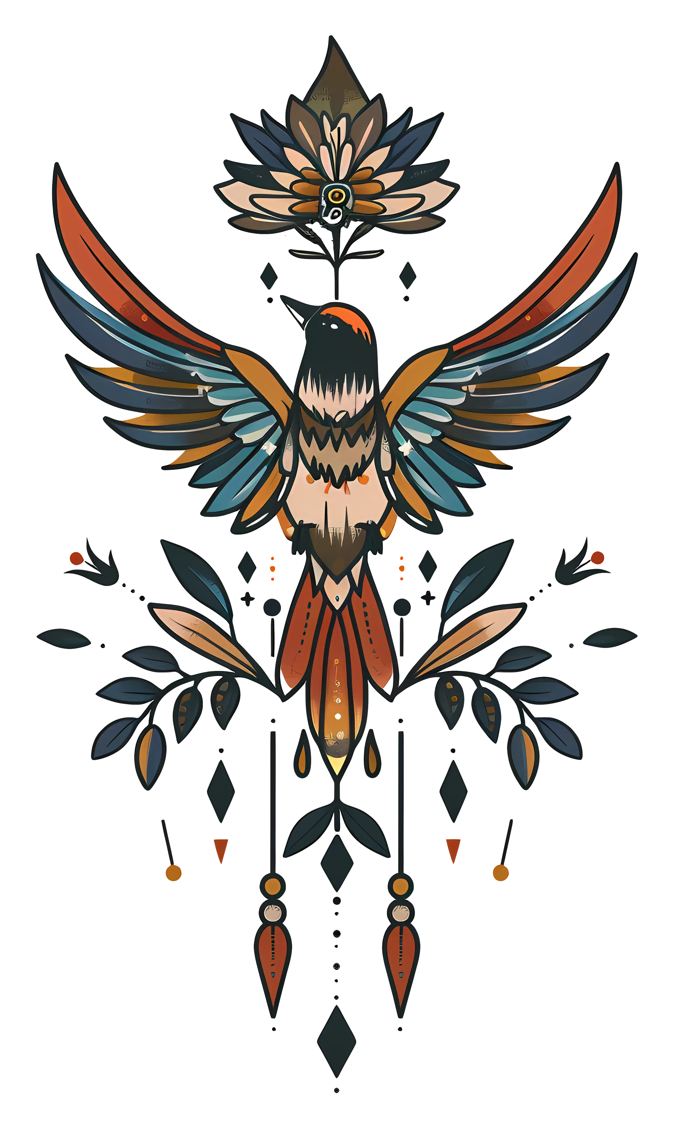 Colorful Bird with Decorative Elements