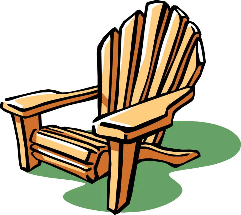 Cartoon-Style Wooden Chair with Green Background