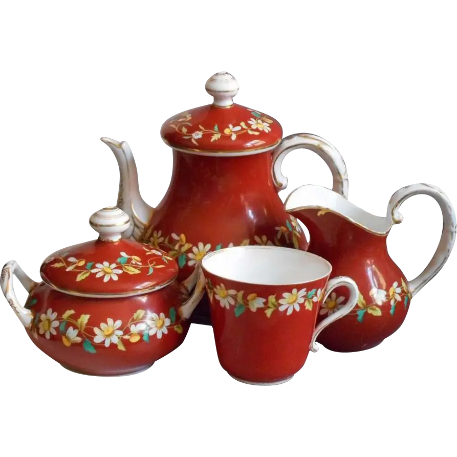 Red Floral Tea Set