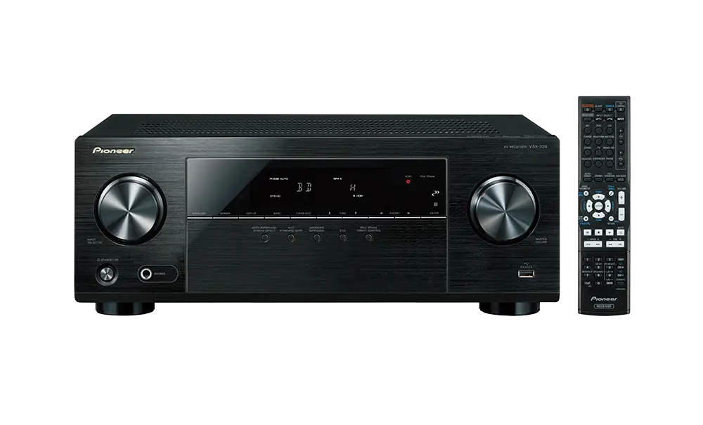 Black Audio Receiver with Remote Control