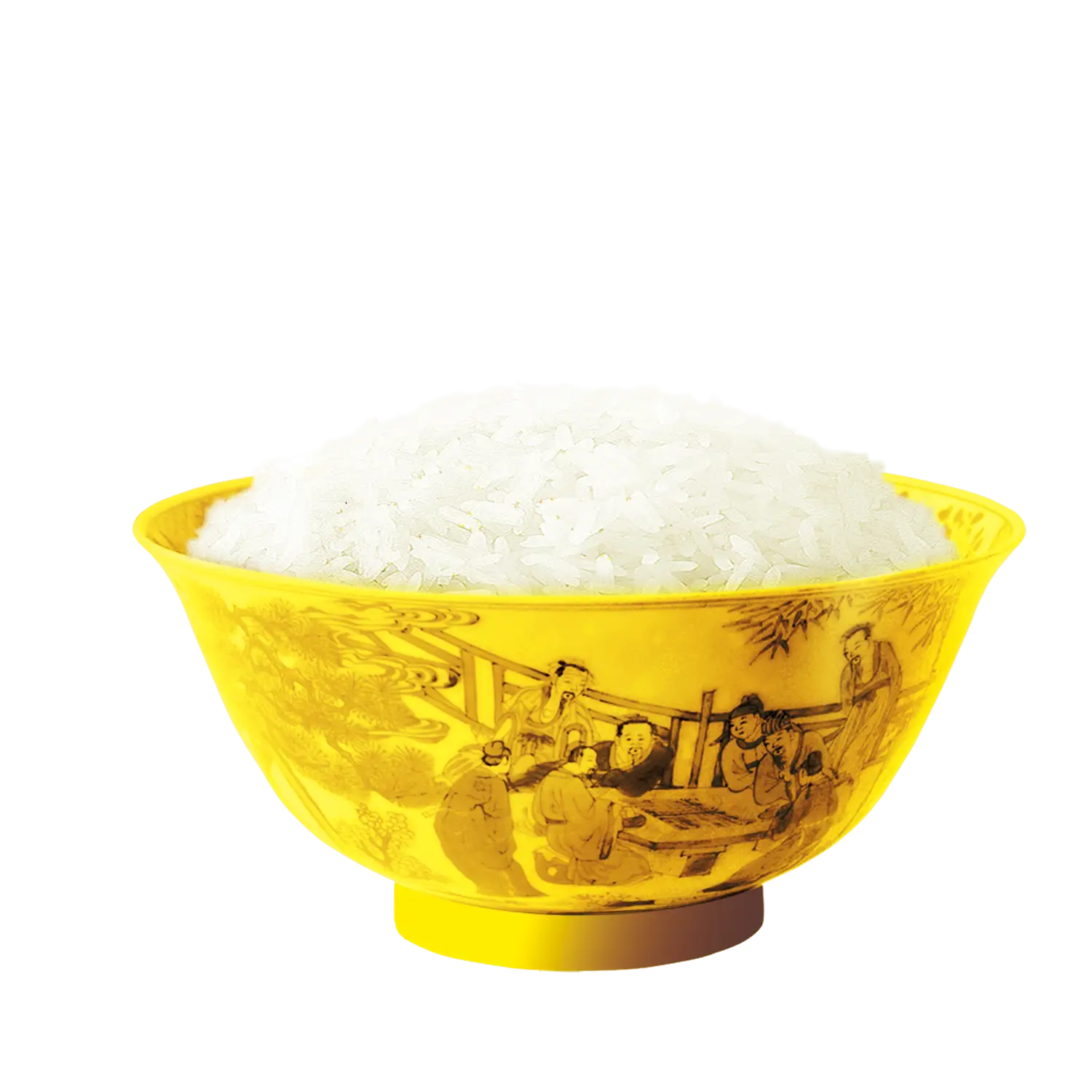 Golden Rice Bowl with Ornamental Design