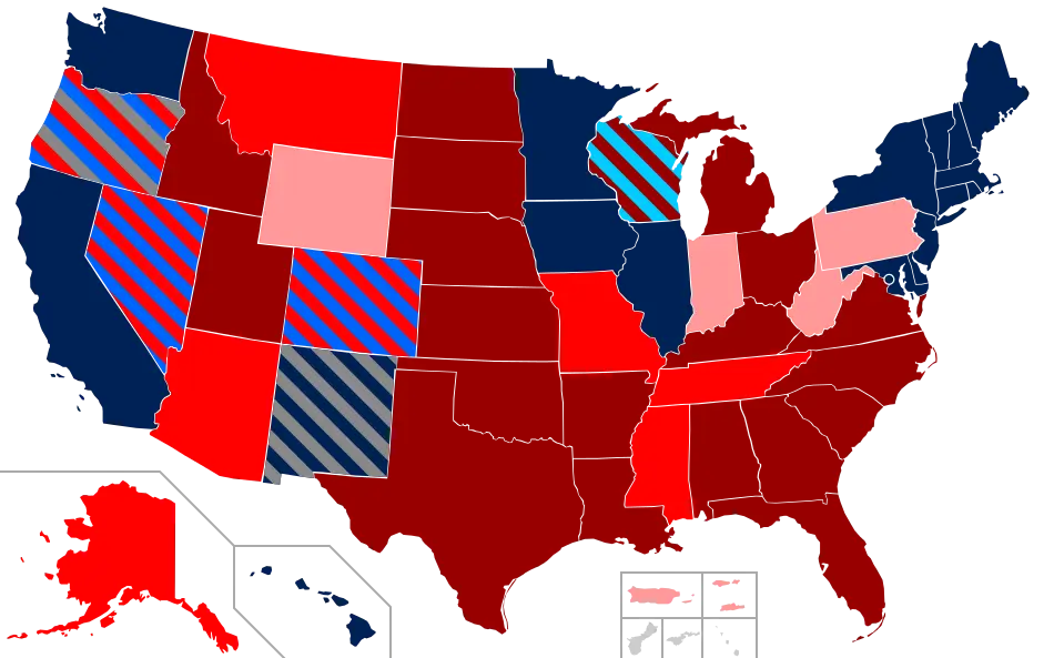 Colored USA Map with State Divisions