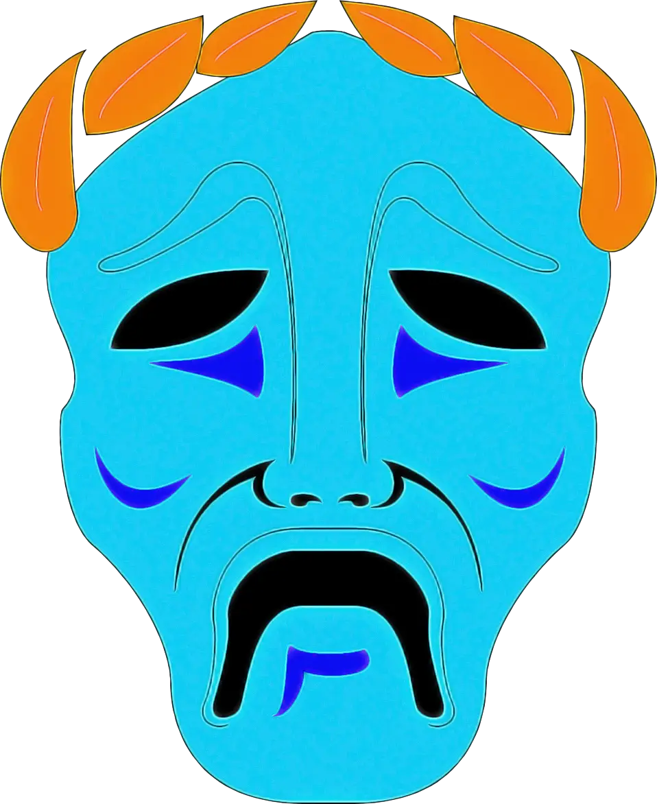 Blue Tragic Theater Mask