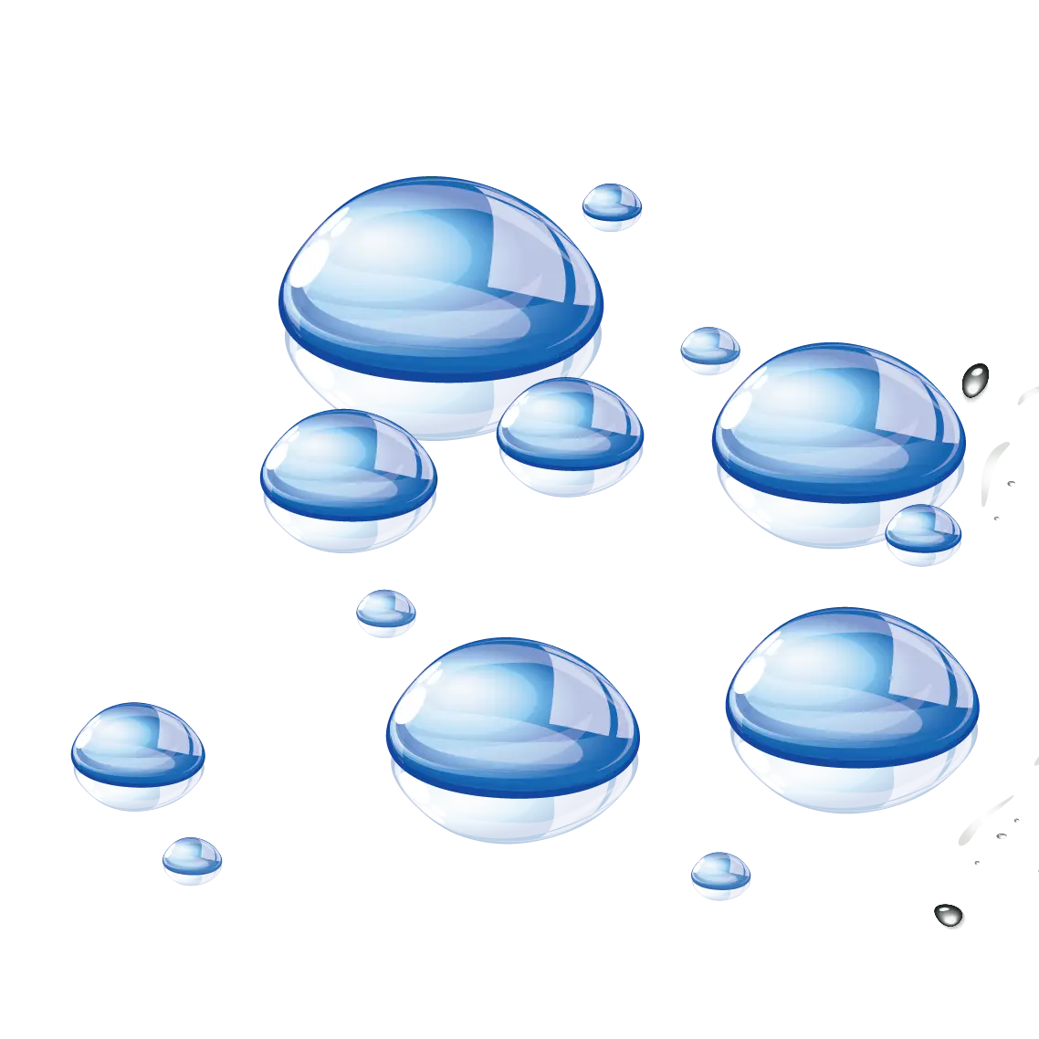 Blue and Transparent Water Droplets