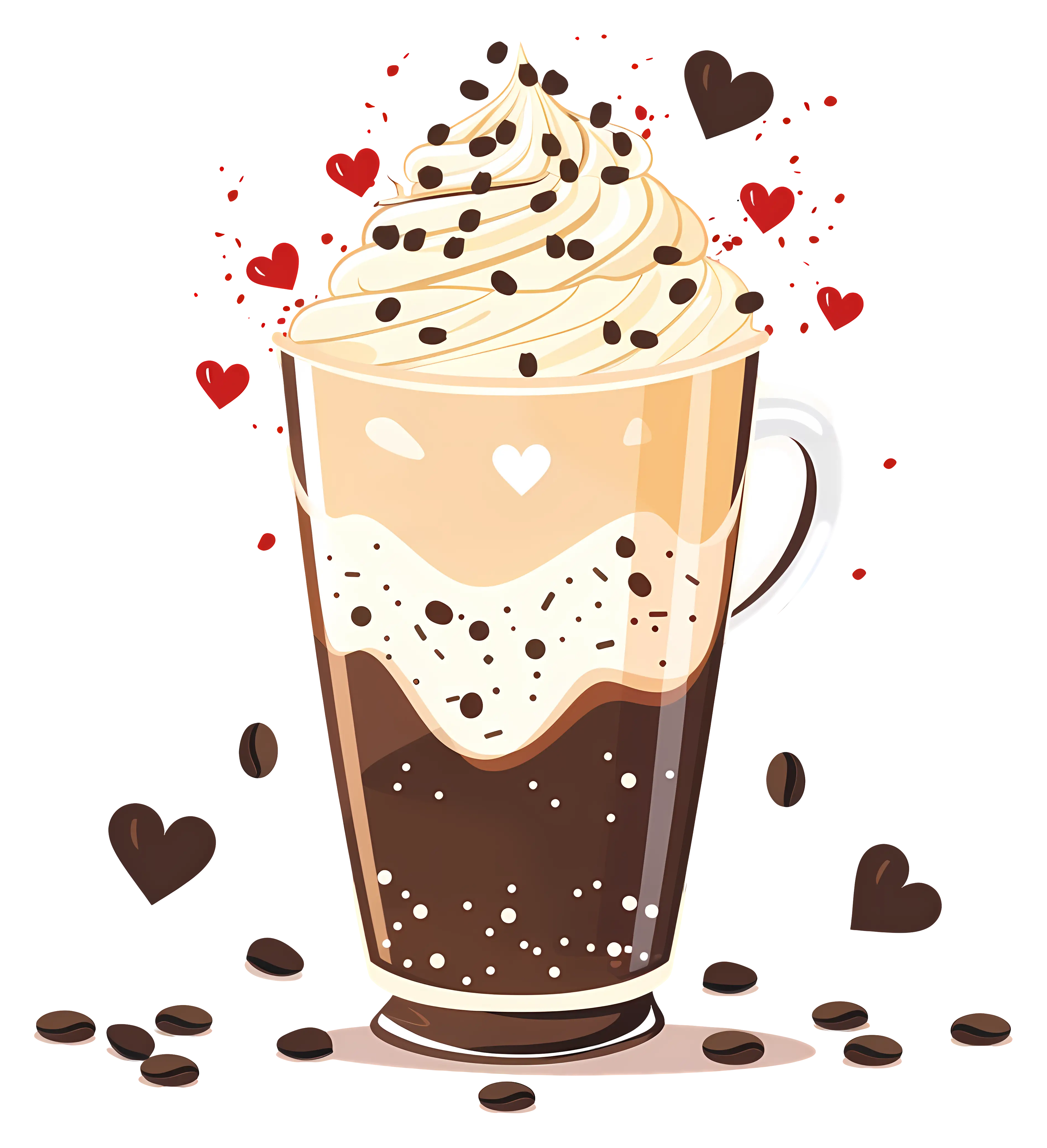 Fancy Coffee with Whipped Cream and Decorations