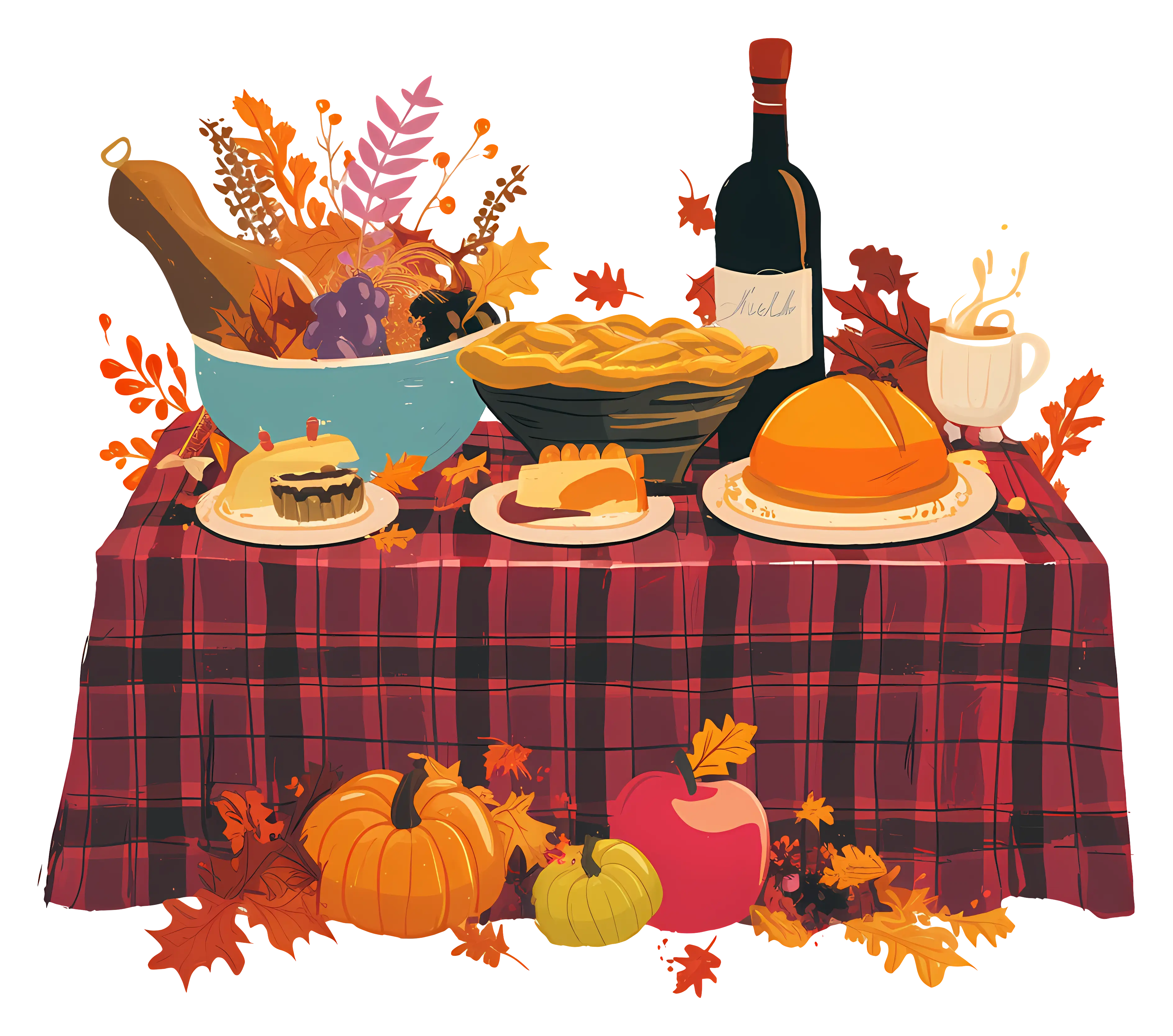 Thanksgiving Table Setting with Seasonal Foods