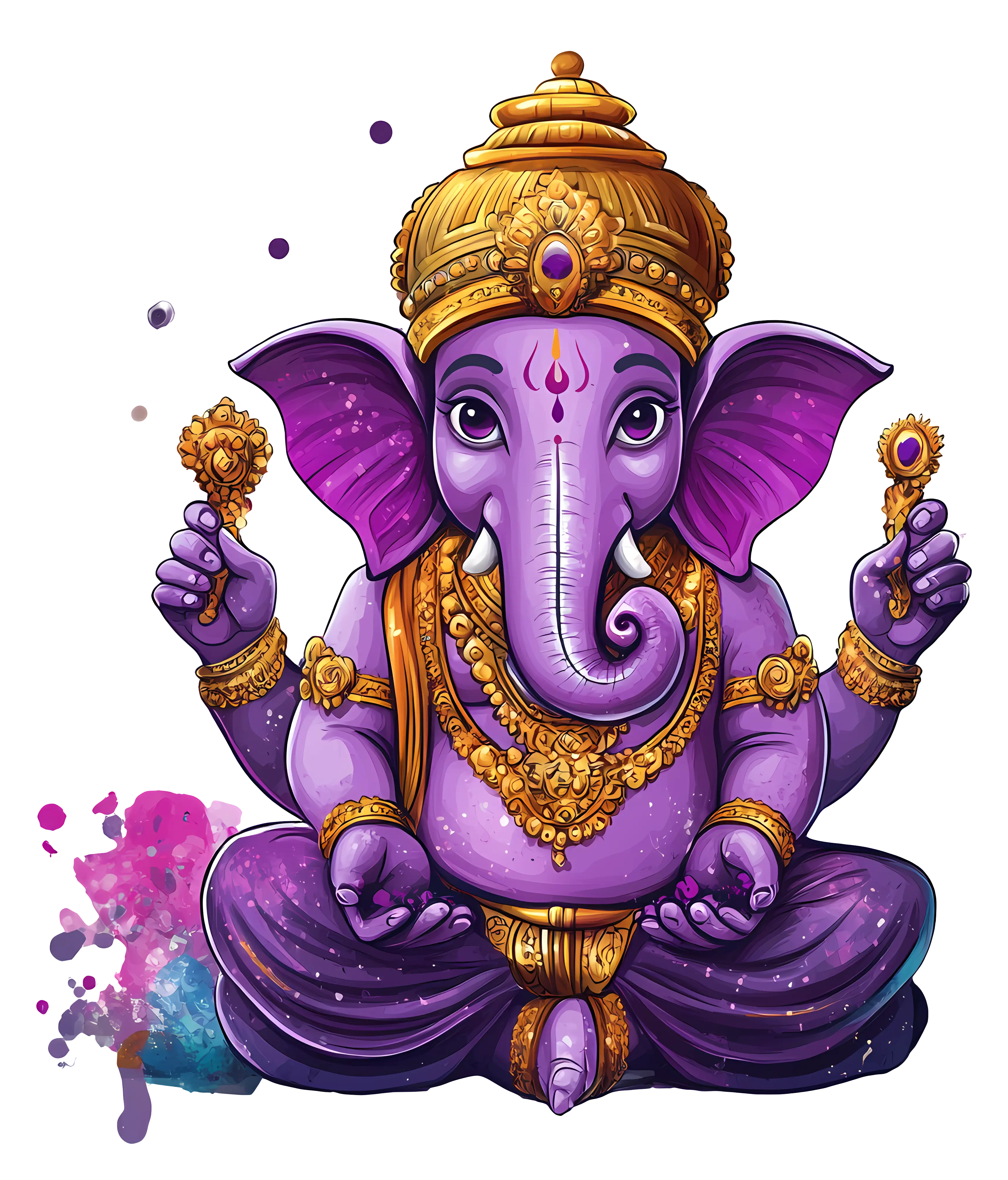 Divine Ganesha Illustration with Vibrant Colors