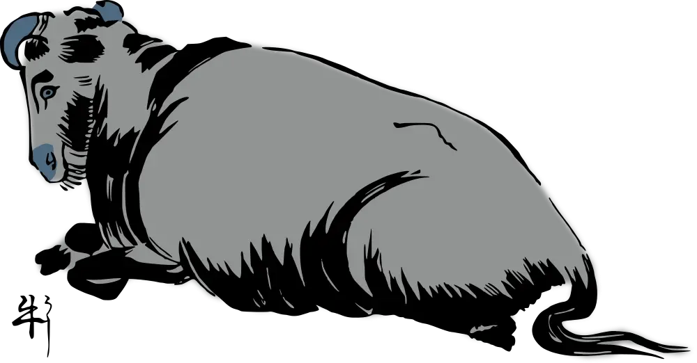 Black and Gray Ox Illustration