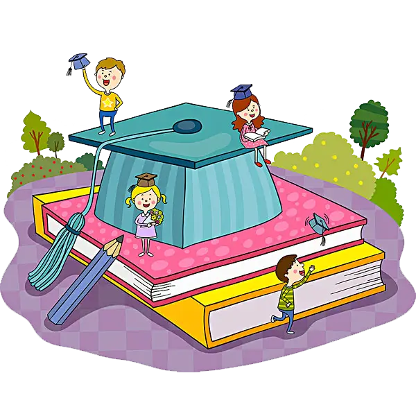 Children Celebrating Graduation on Books
