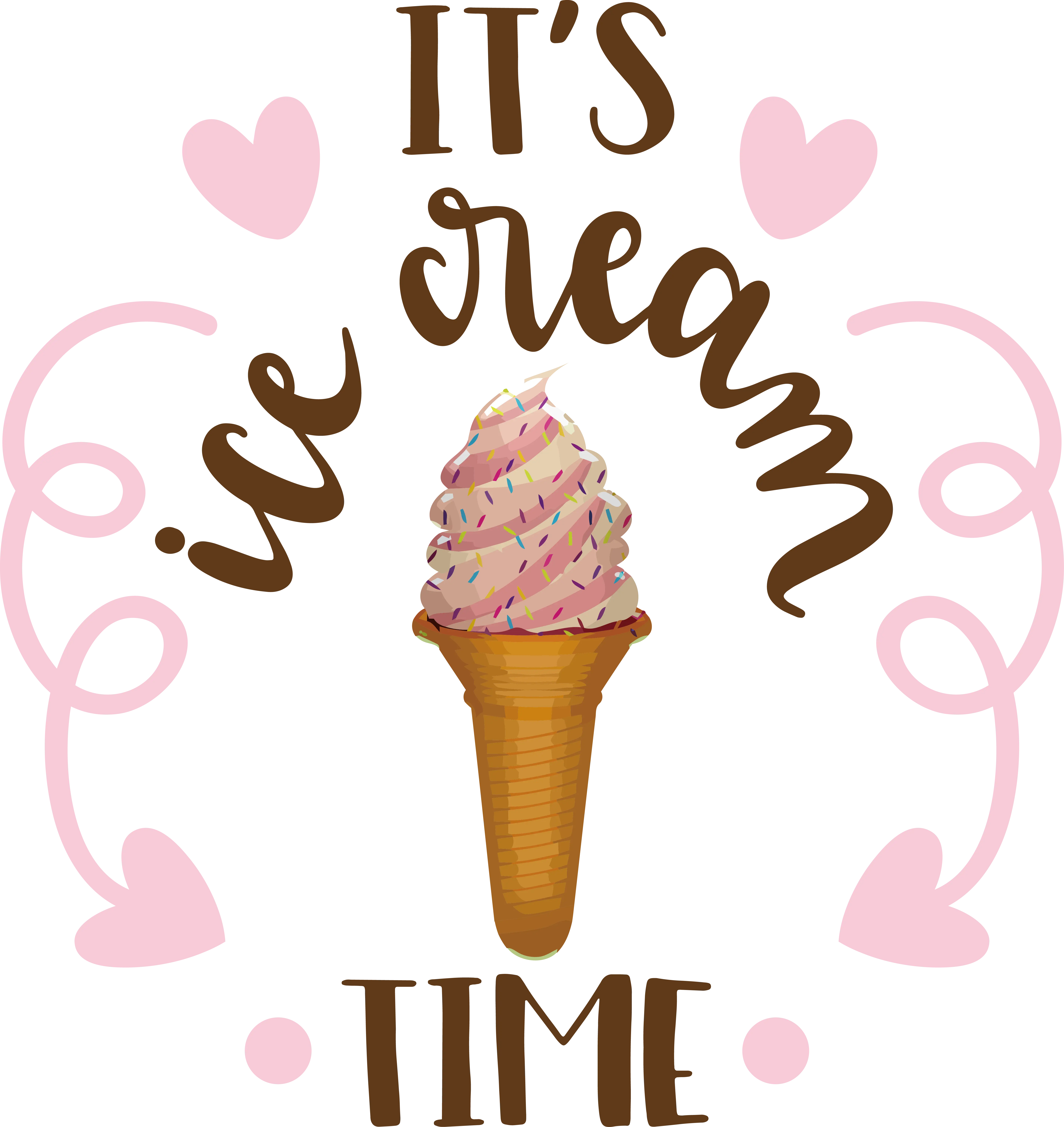 It&#039;s Ice Cream Time with Pink Swirl Cone Design