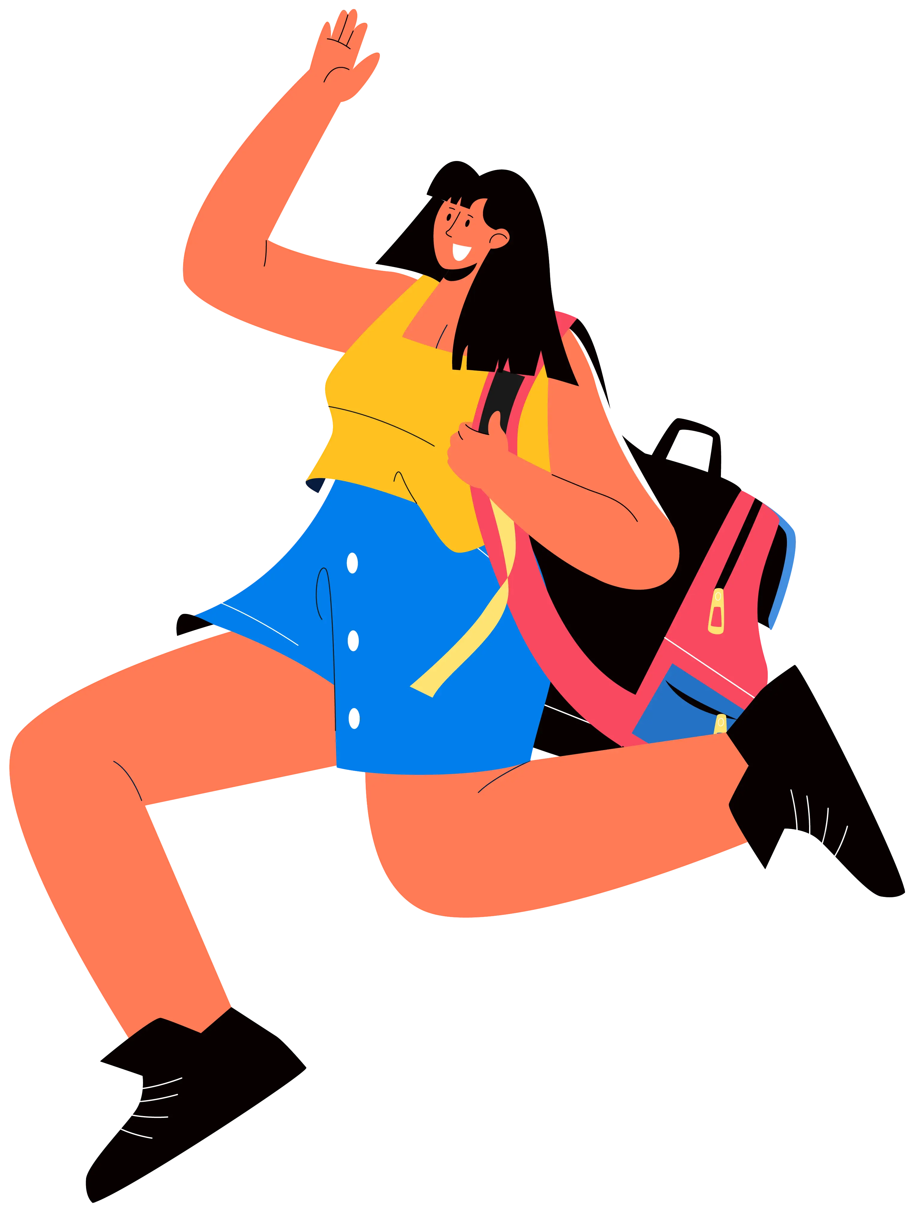 Girl Jumping with Backpack