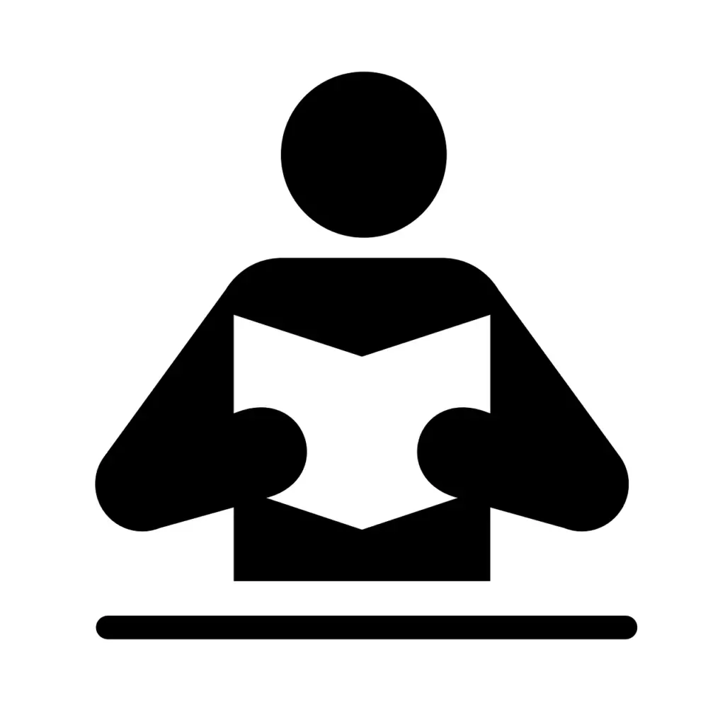 Simple Icon of Person Reading a Book