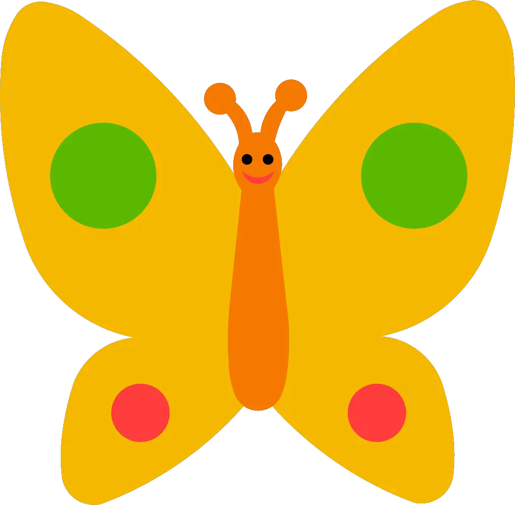 Bright Yellow Butterfly Cartoon Style