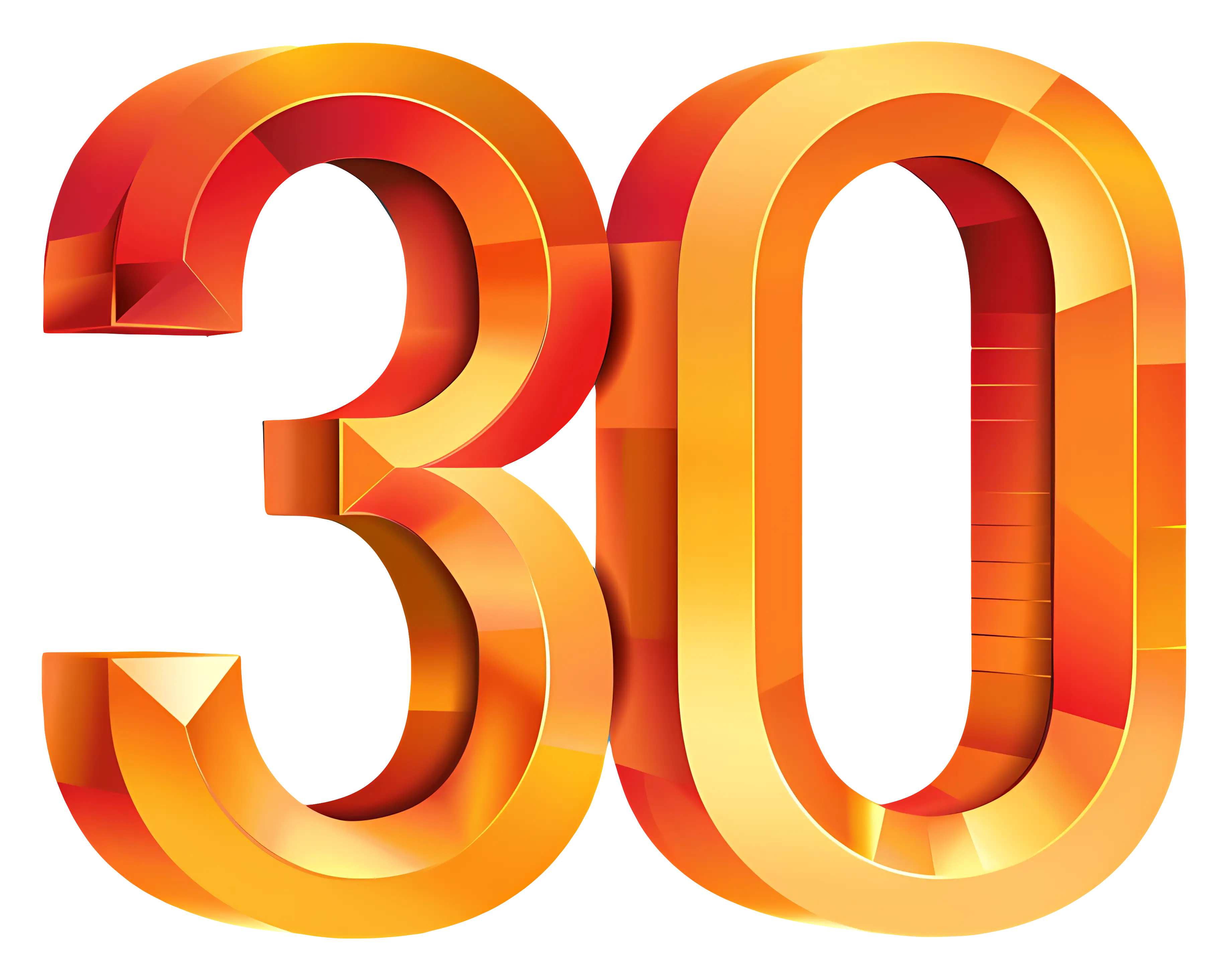 Golden Number 30 Illustration