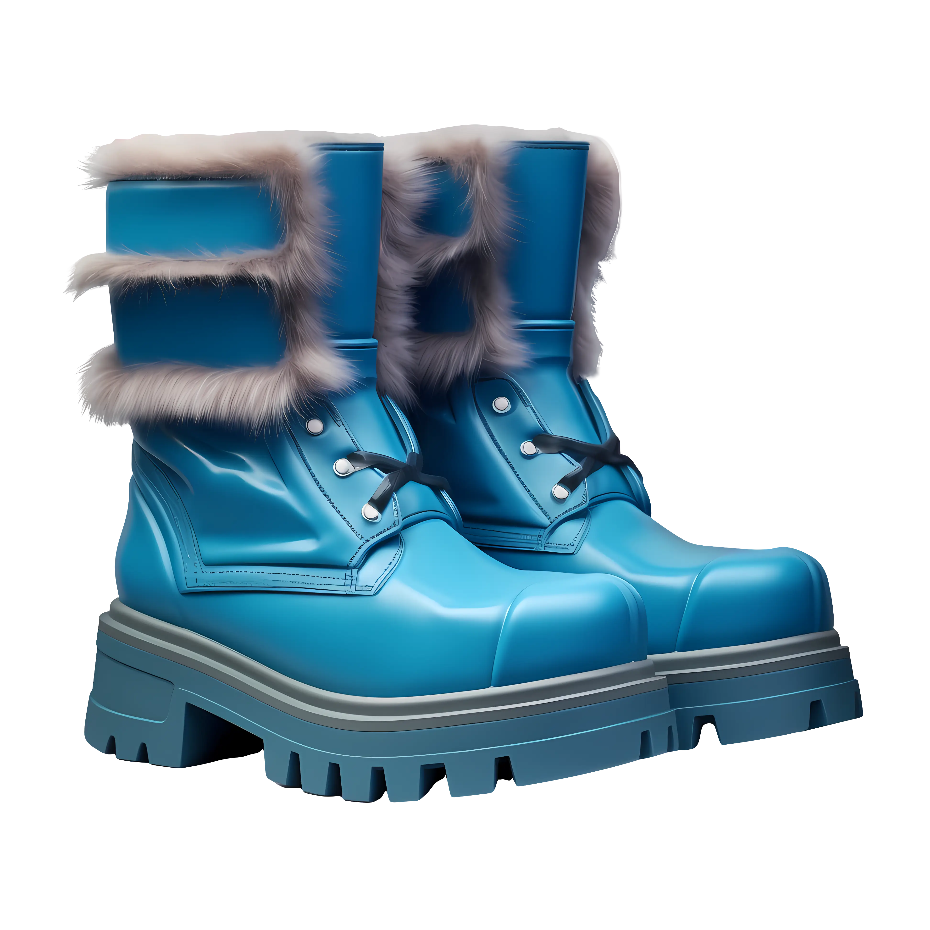 Stylish Blue Winter Boots with Fur