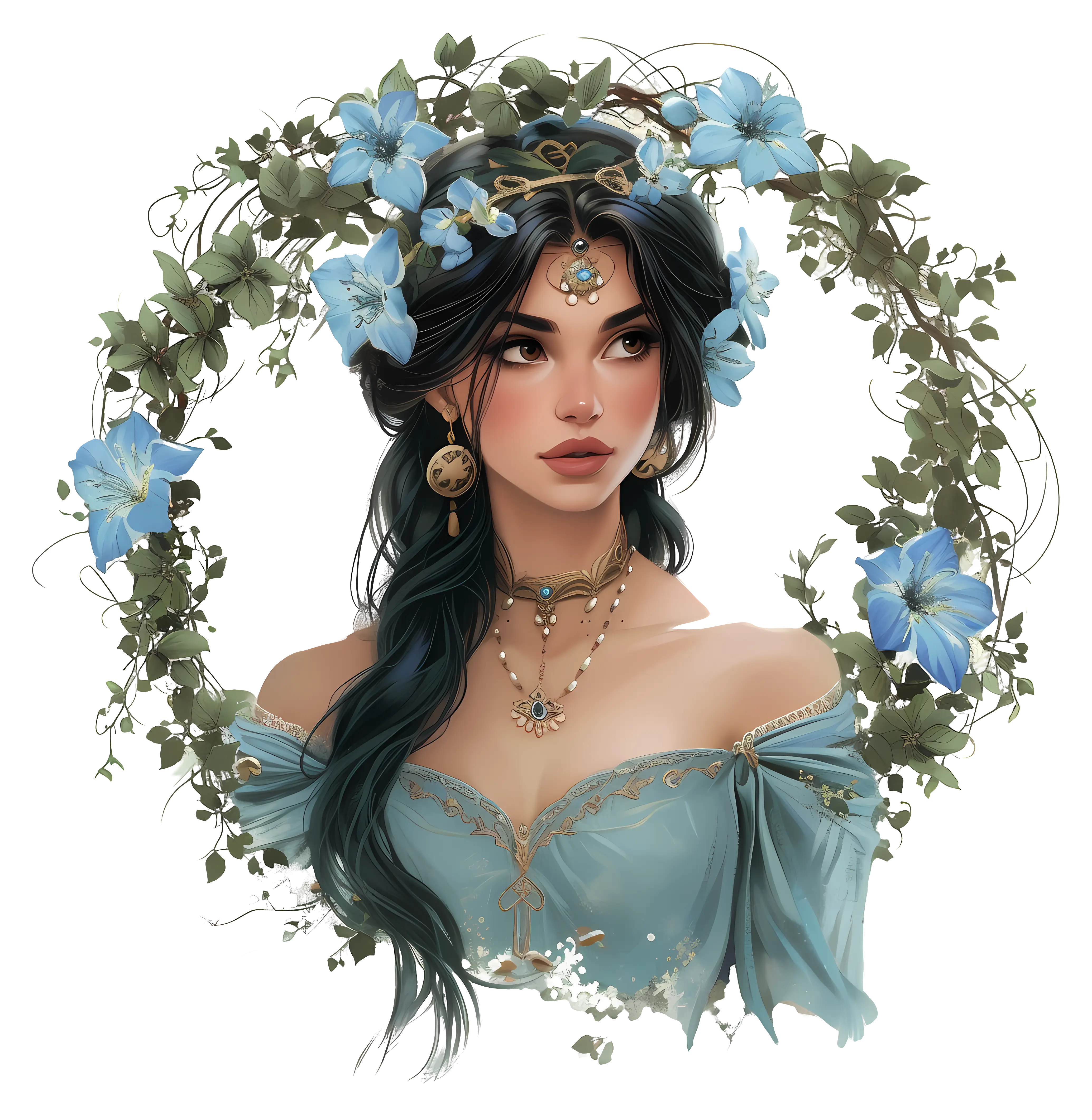 Elegant Woman with Floral Wreath