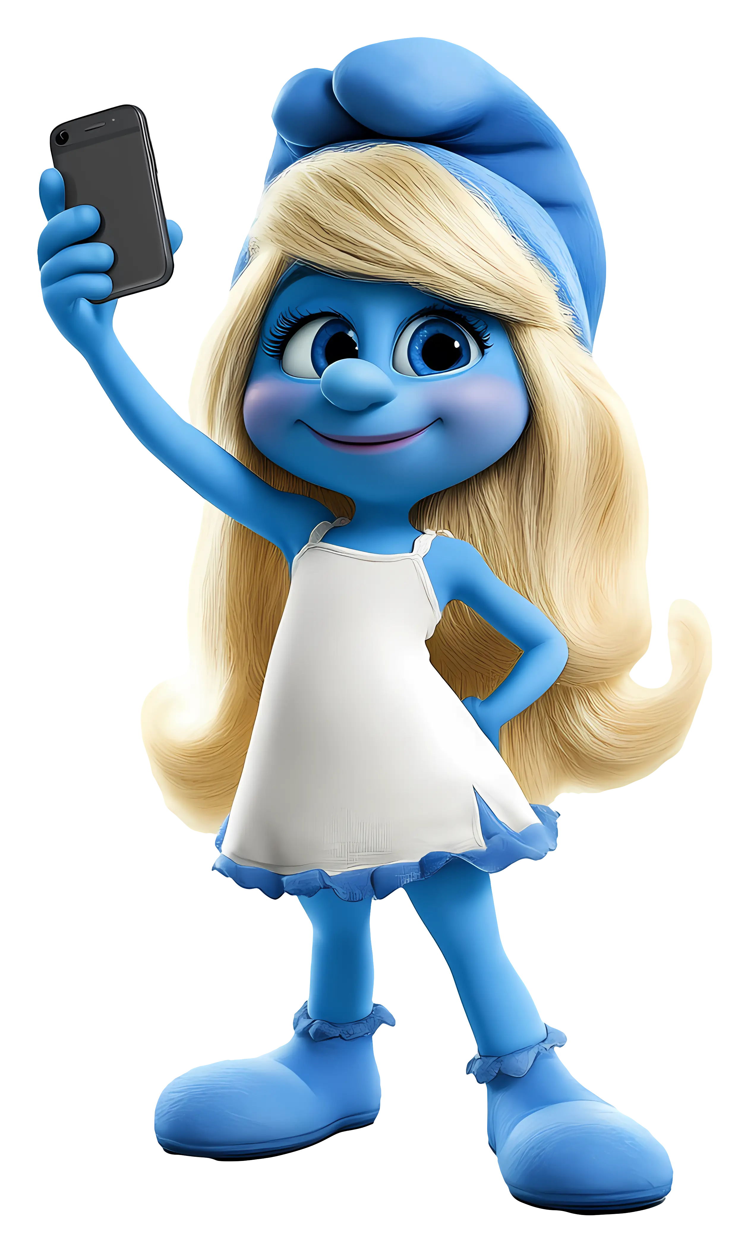 Blue Cartoon Girl Taking a Selfie