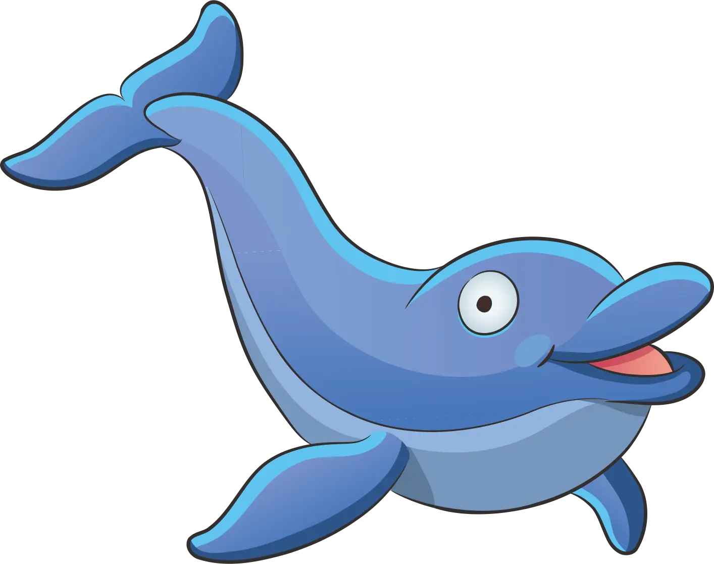 Cartoon Blue Dolphin Illustration