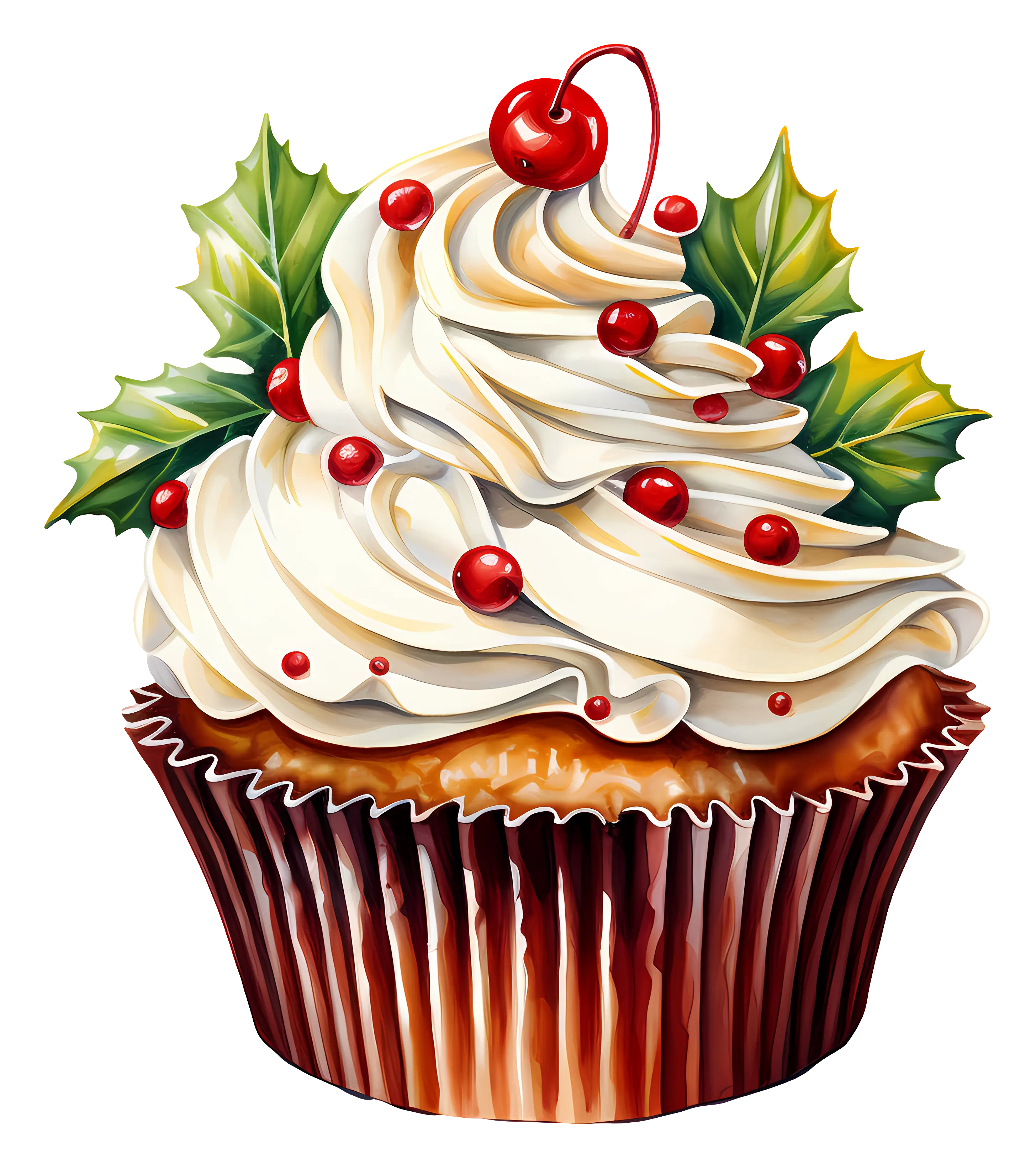 Holiday Cupcake with Seasonal Decorations