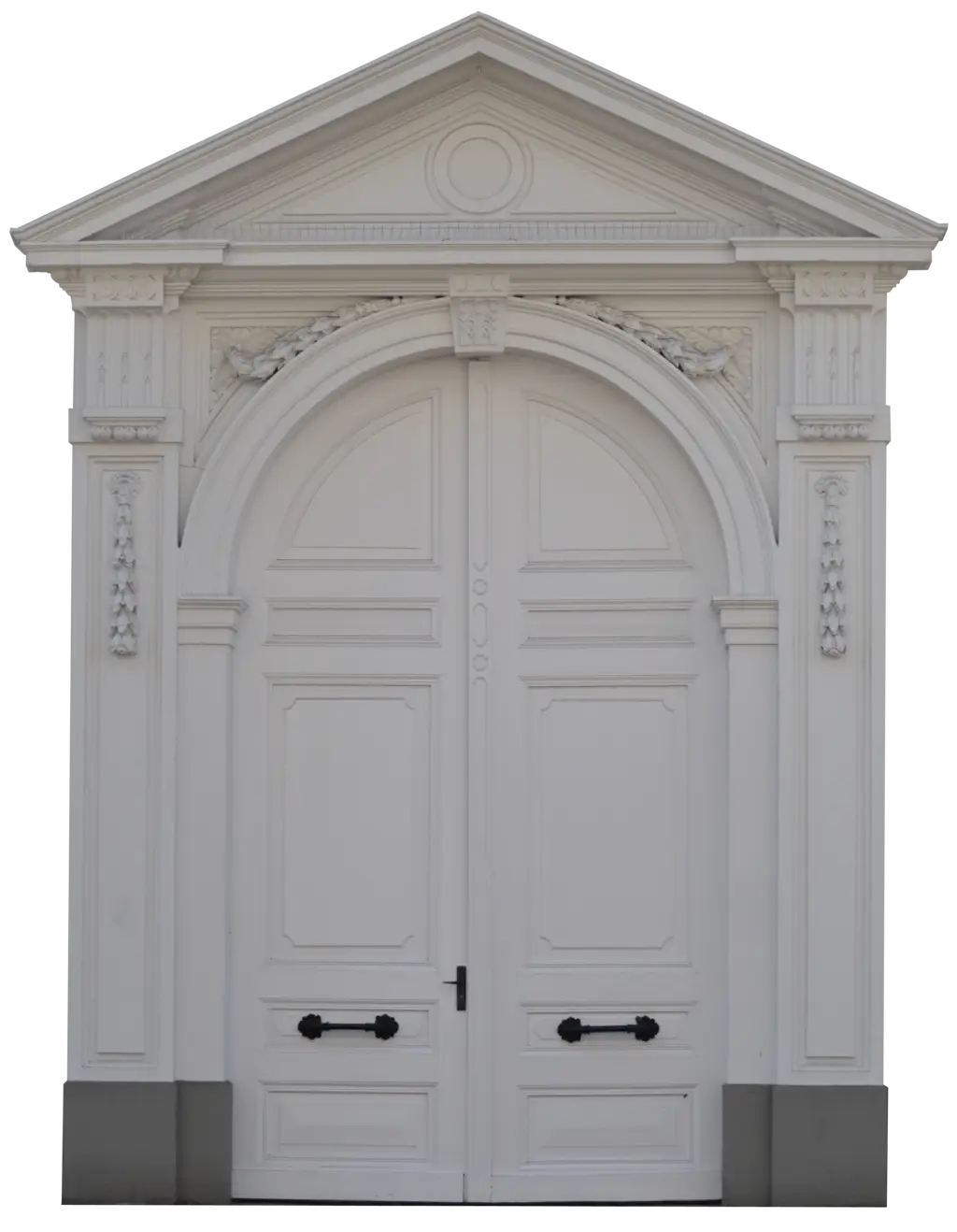 Ornate White Door with Decorative Arch