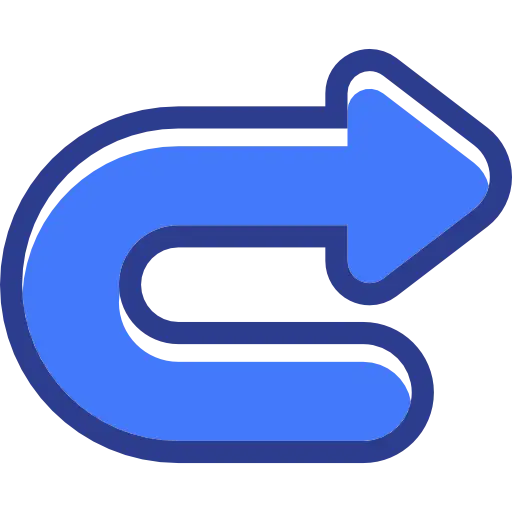 Blue Curved Right Arrow