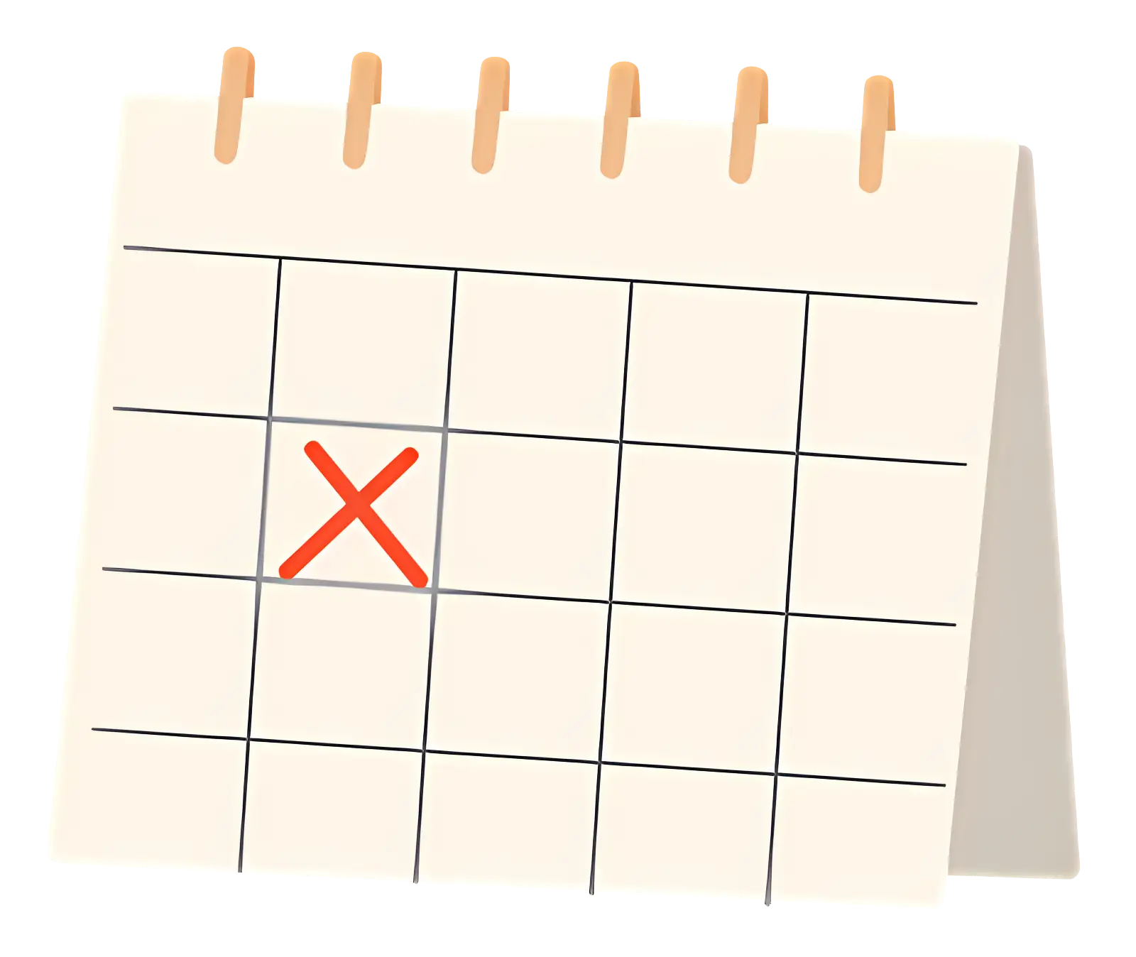 Calendar with Red Cross Mark