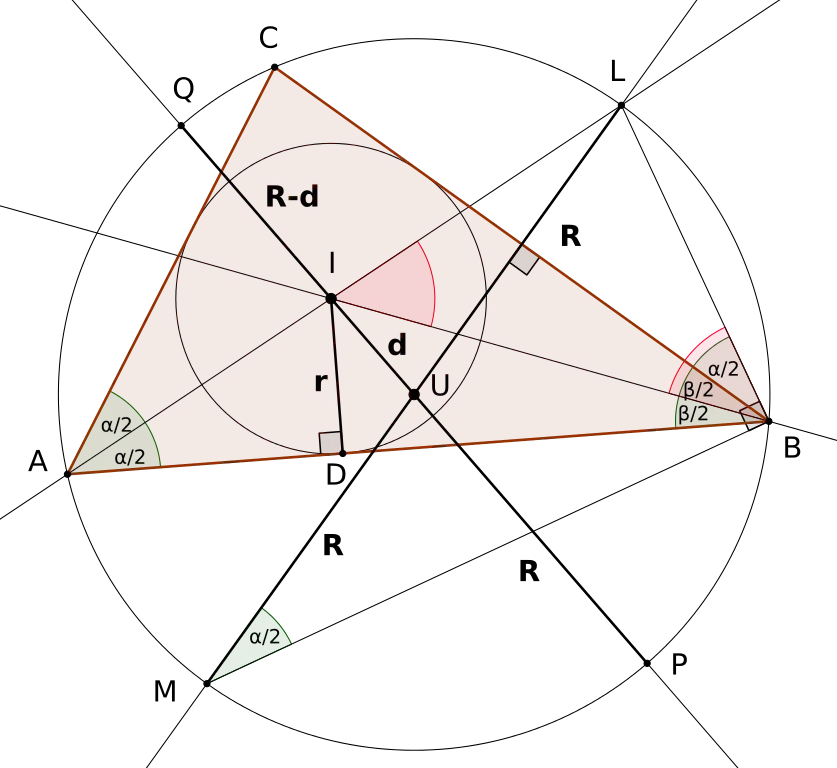 Geometric Diagram of Triangle and Circle