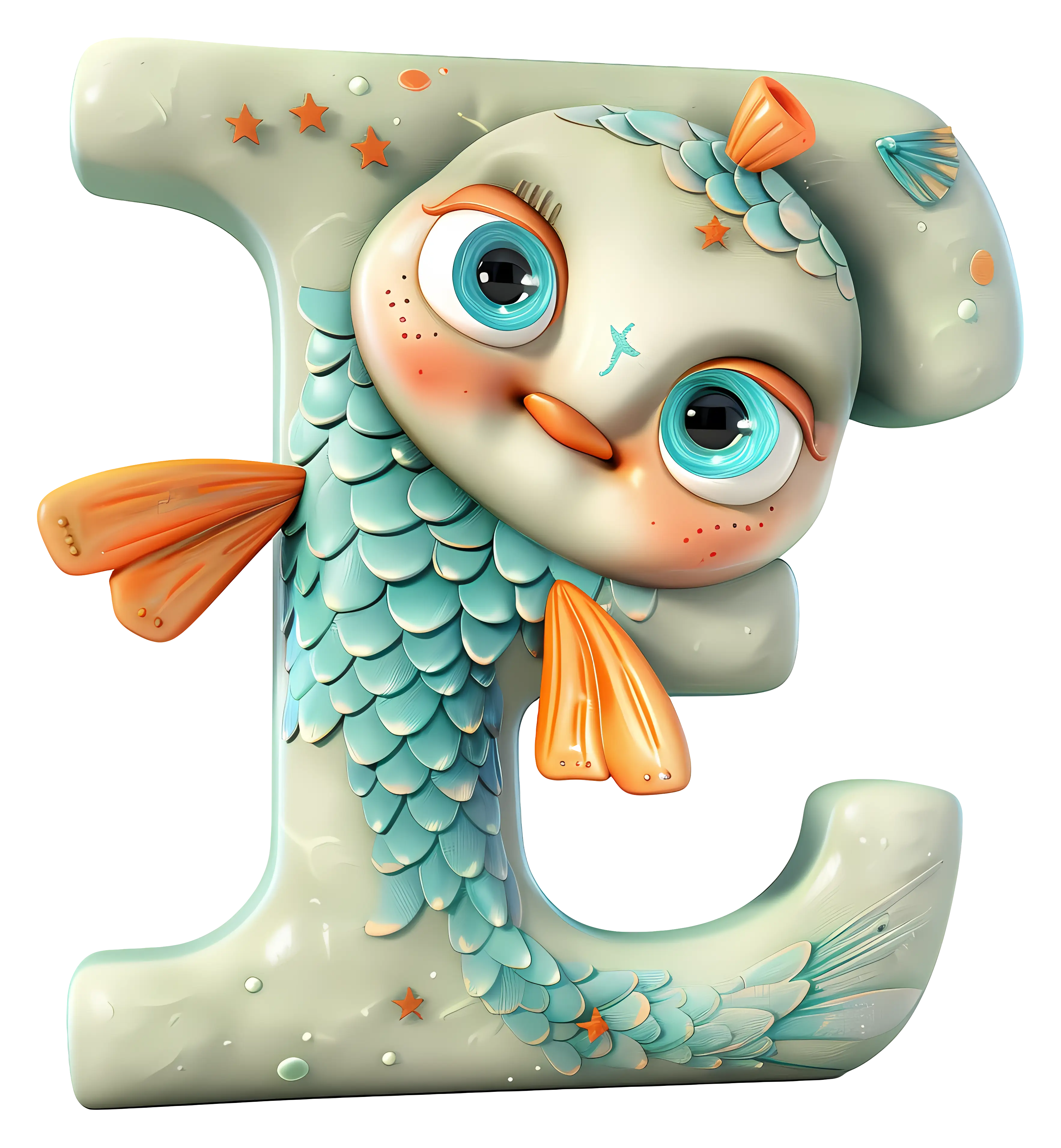 Cute Fish in Letter E