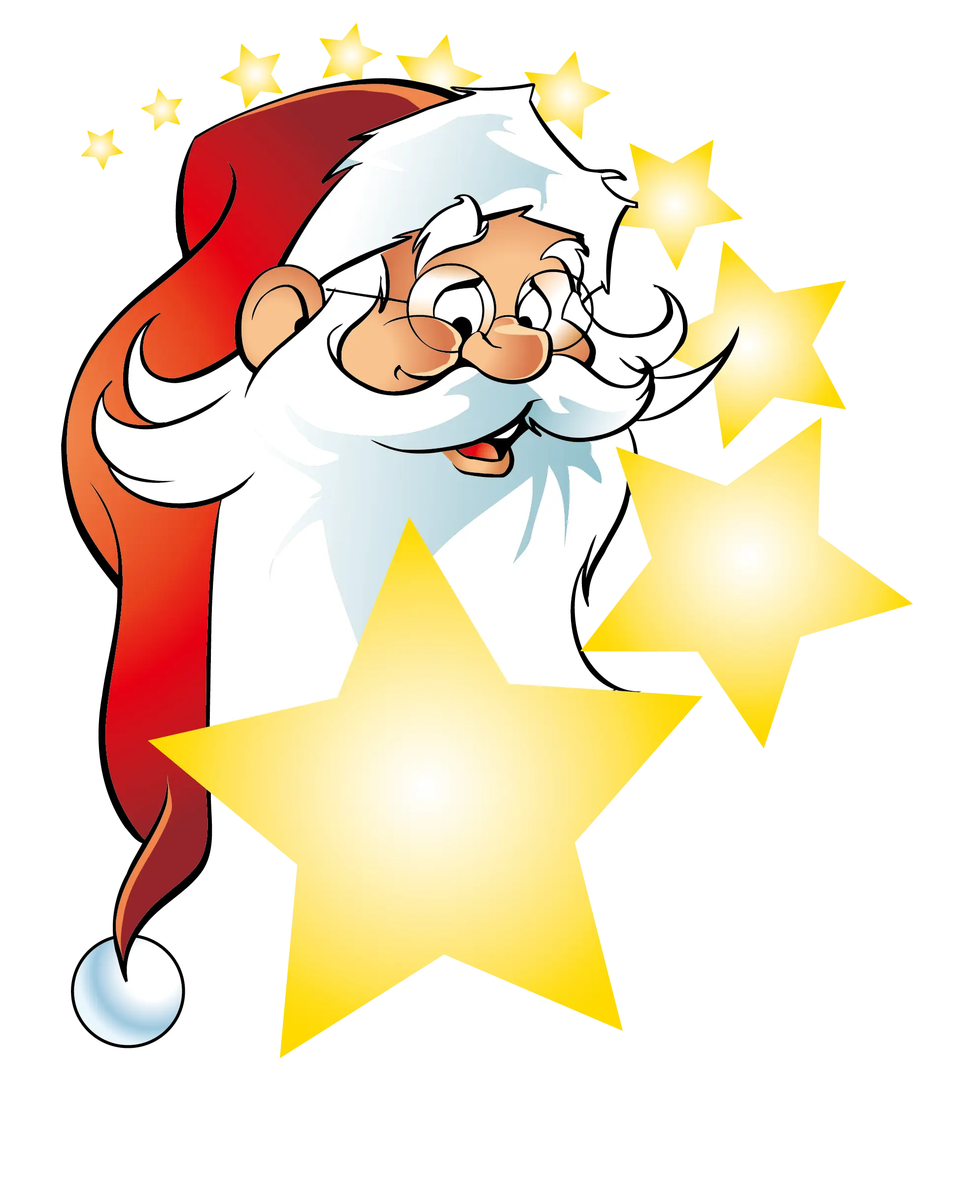Santa Claus with Stars Cartoon Illustration